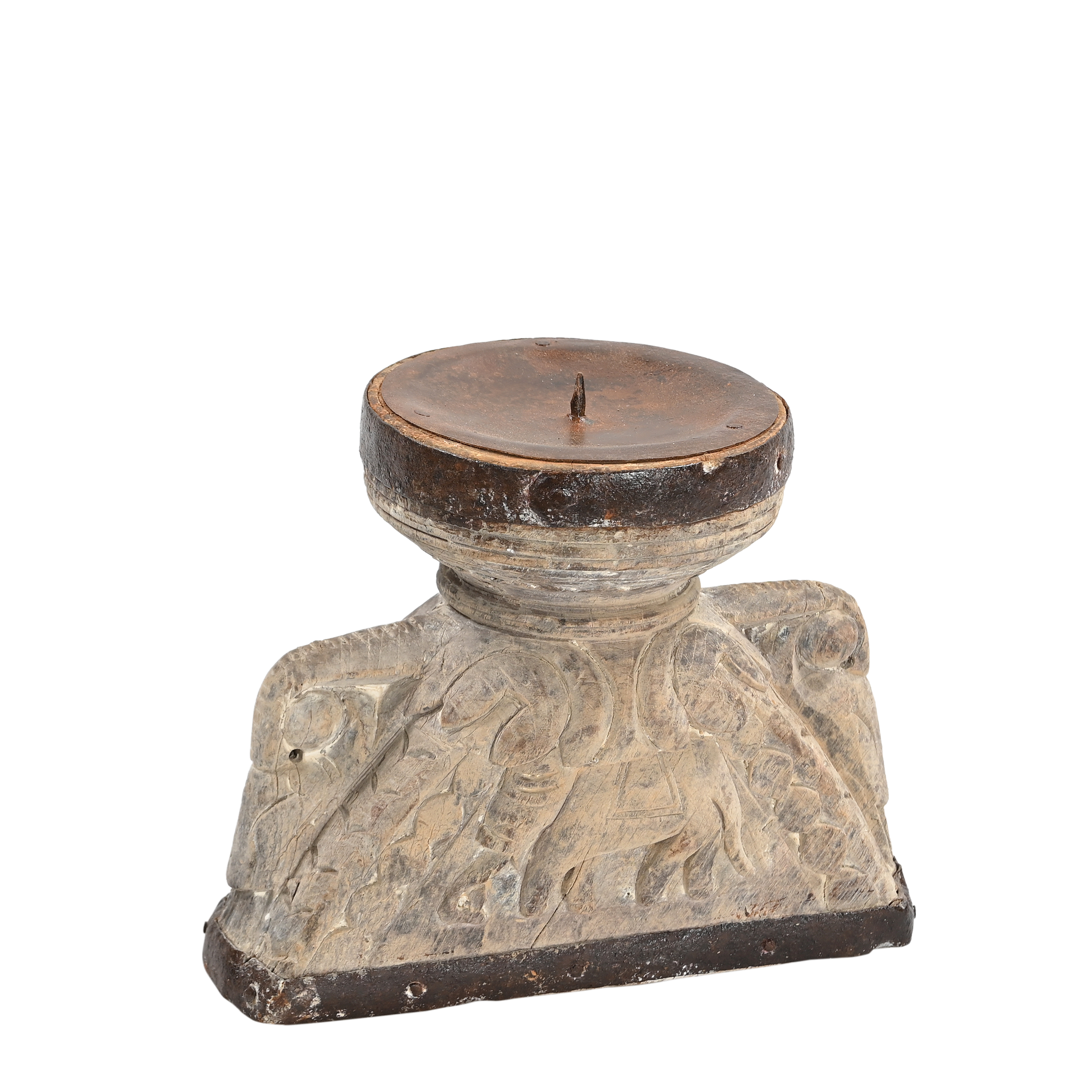 Bijani - Bougeoir indien en bois ancien n°30