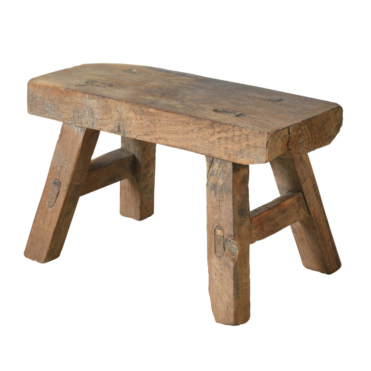 Nuo - Mini tabouret ancien en orme n°80 - vue 2