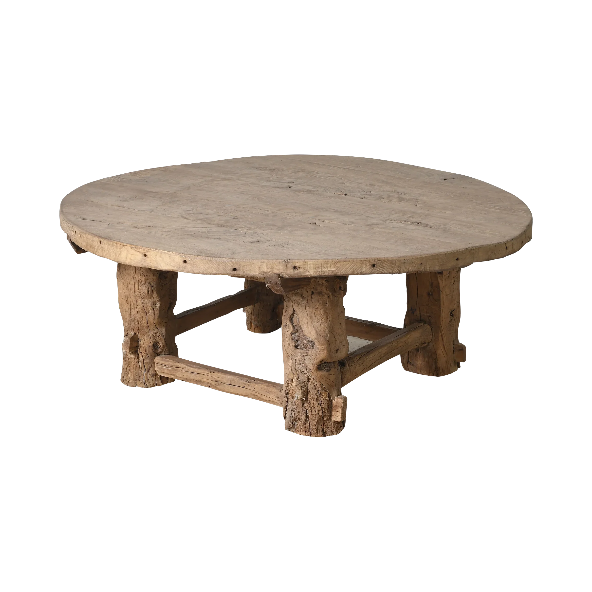 Xianping - Table basse ronde ancienne en orme massif n°2