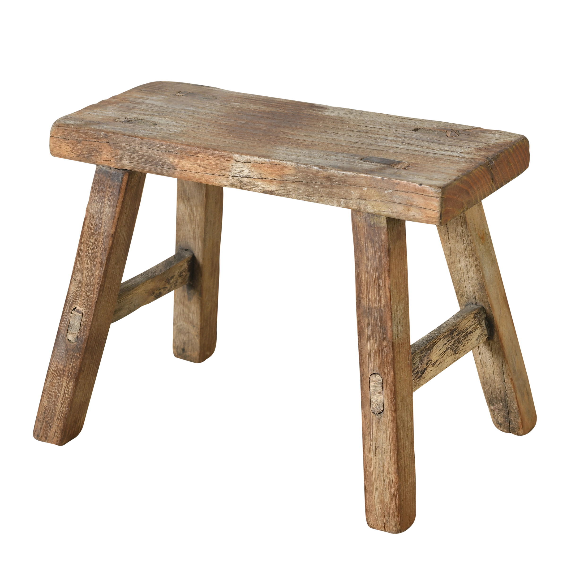 Nuo - Mini tabouret ancien en orme n°65 - vue 2