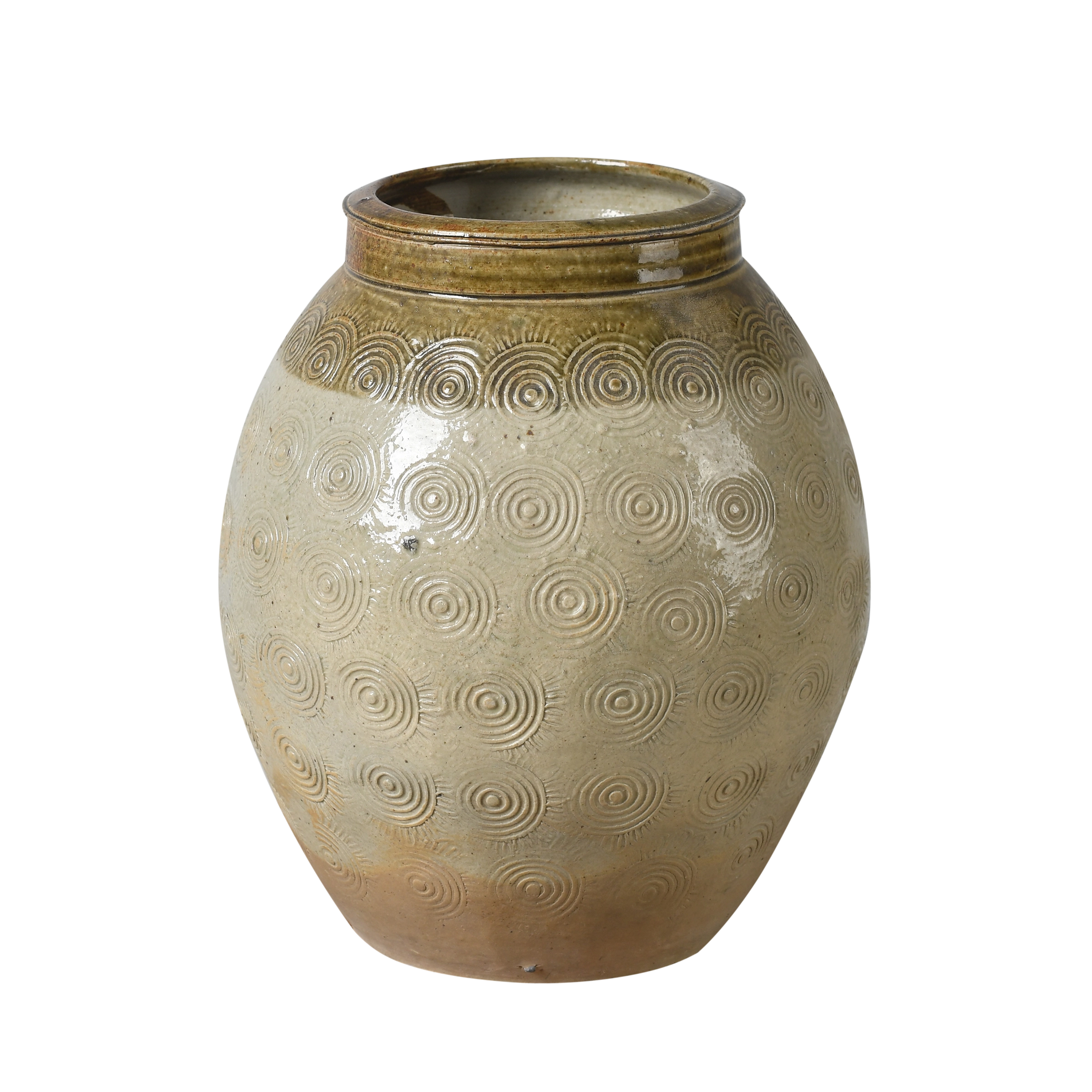 Zhenli – Pot ancien en grès à motifs concentriques n°9