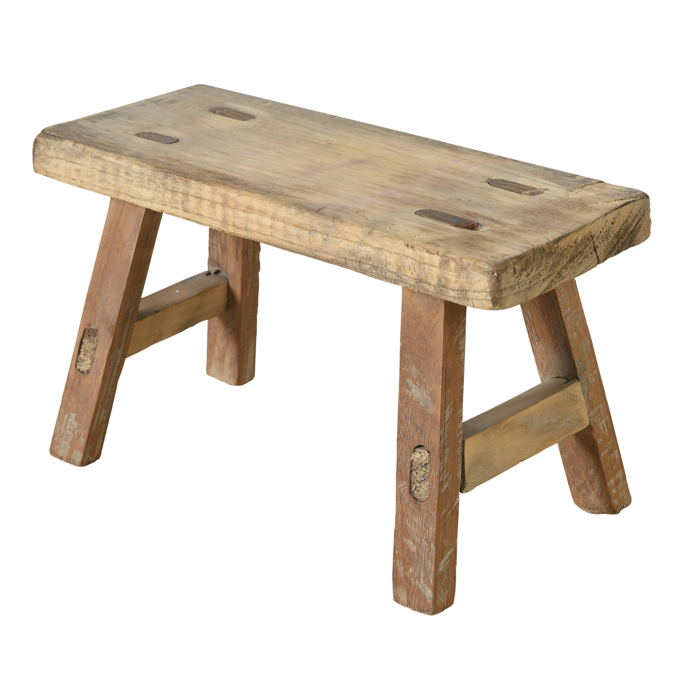 Nuo - Mini tabouret ancien en orme n°69 - vue 2