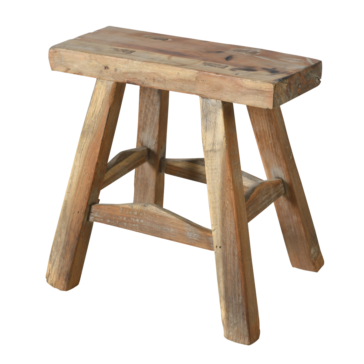 Nuo - Mini tabouret ancien en orme n°35 - vue 2