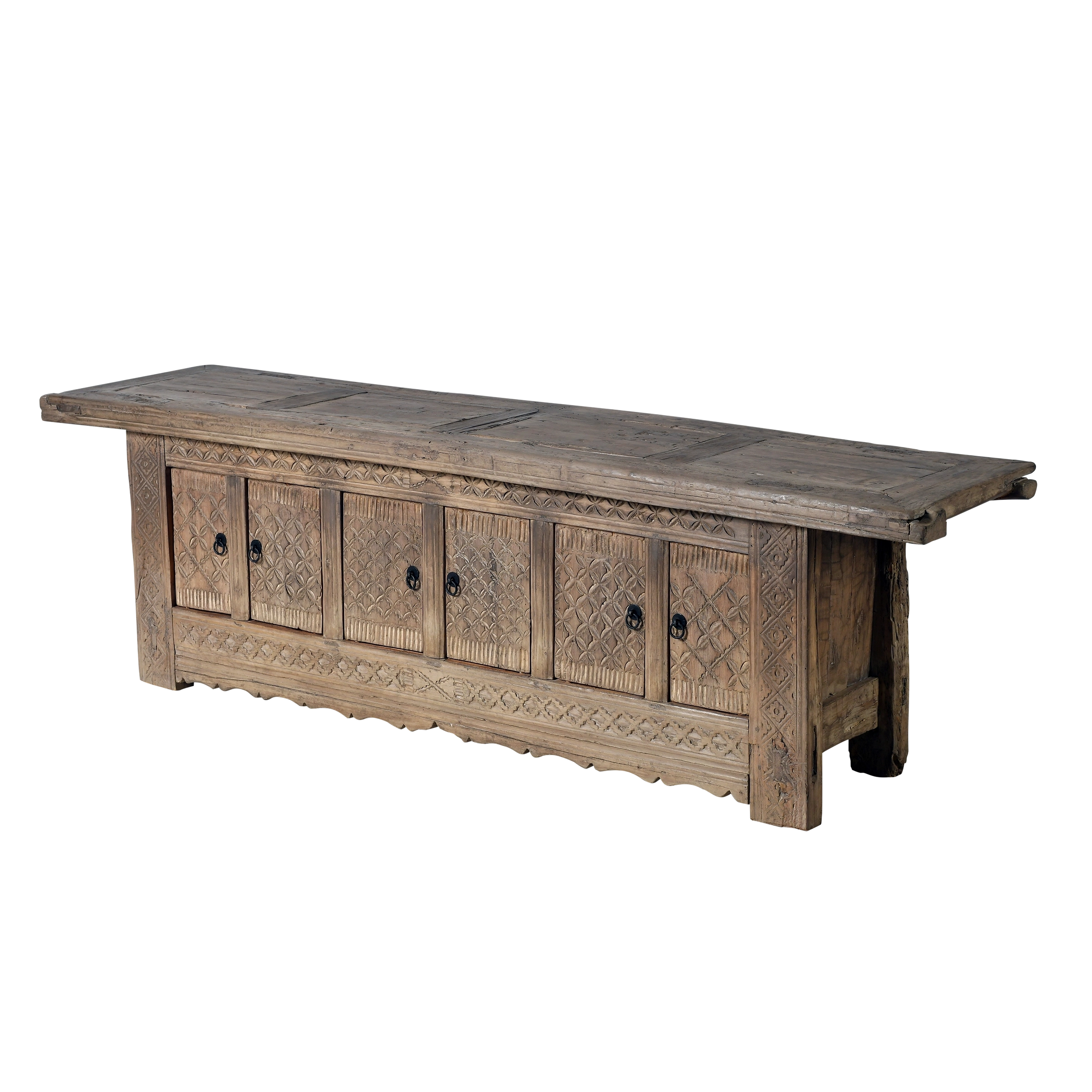 Anyang - Buffet tibétain sculpté en pin ancien n°1 - vue 2