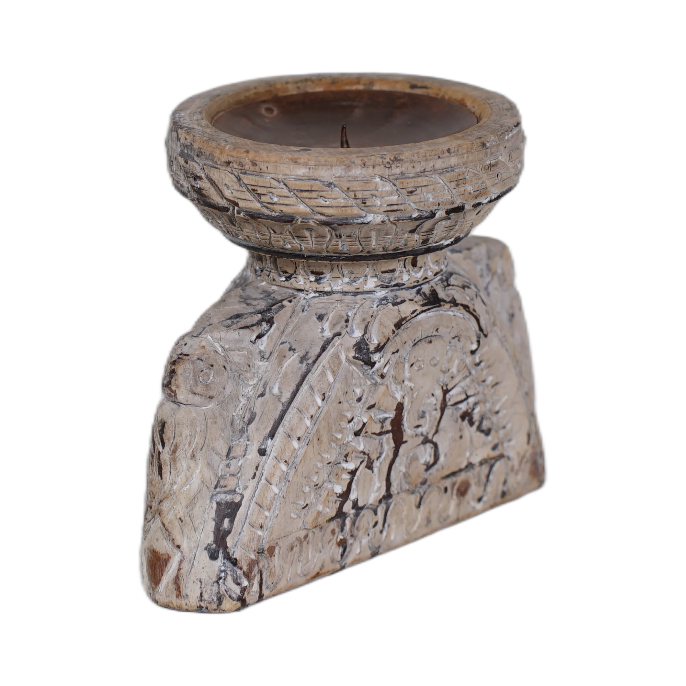 Bijni - Bougeoir en bois ancien n°1 - vue 3