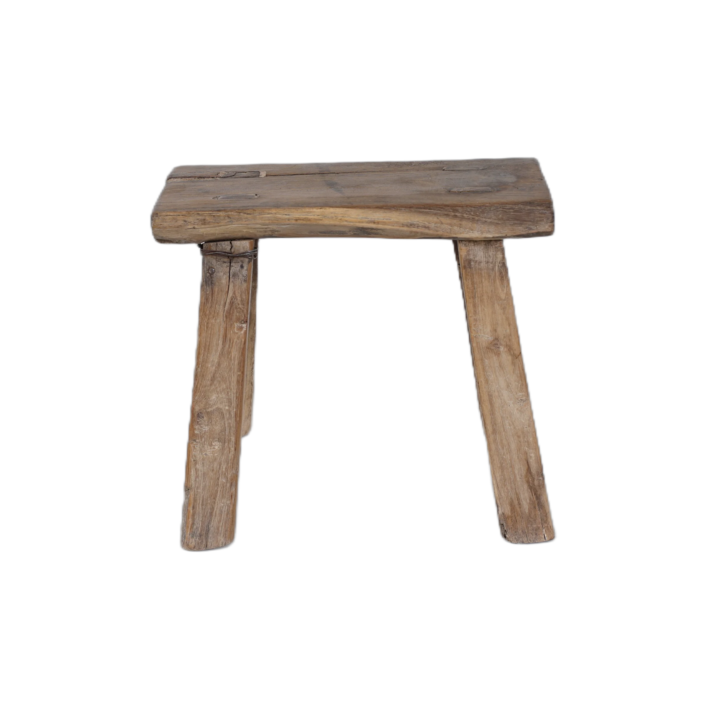 Nuo - Tabouret miniature en orme ancien n°1 - vue 2