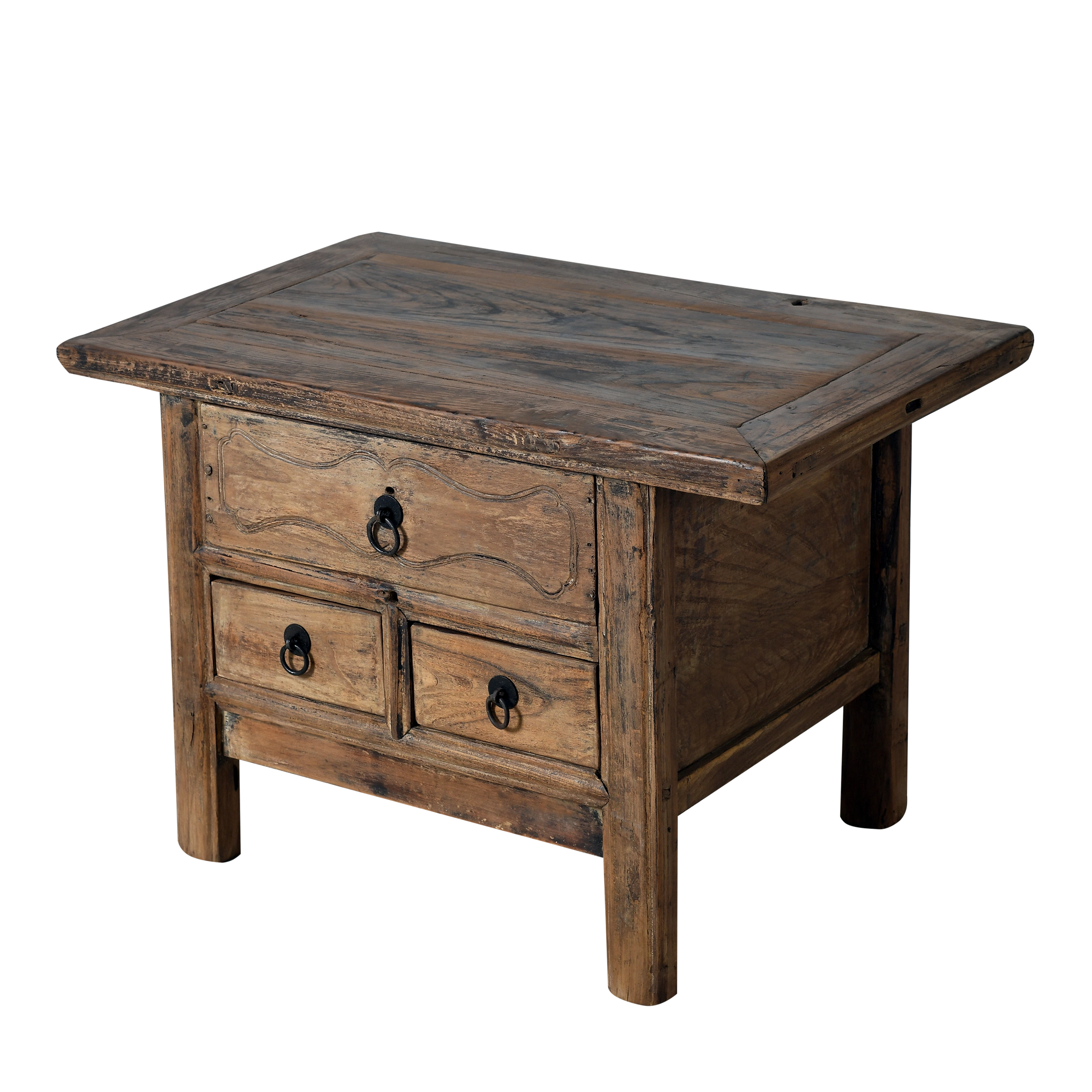 Haibei - Table de chevet chinoise en orme ancien - vue 2