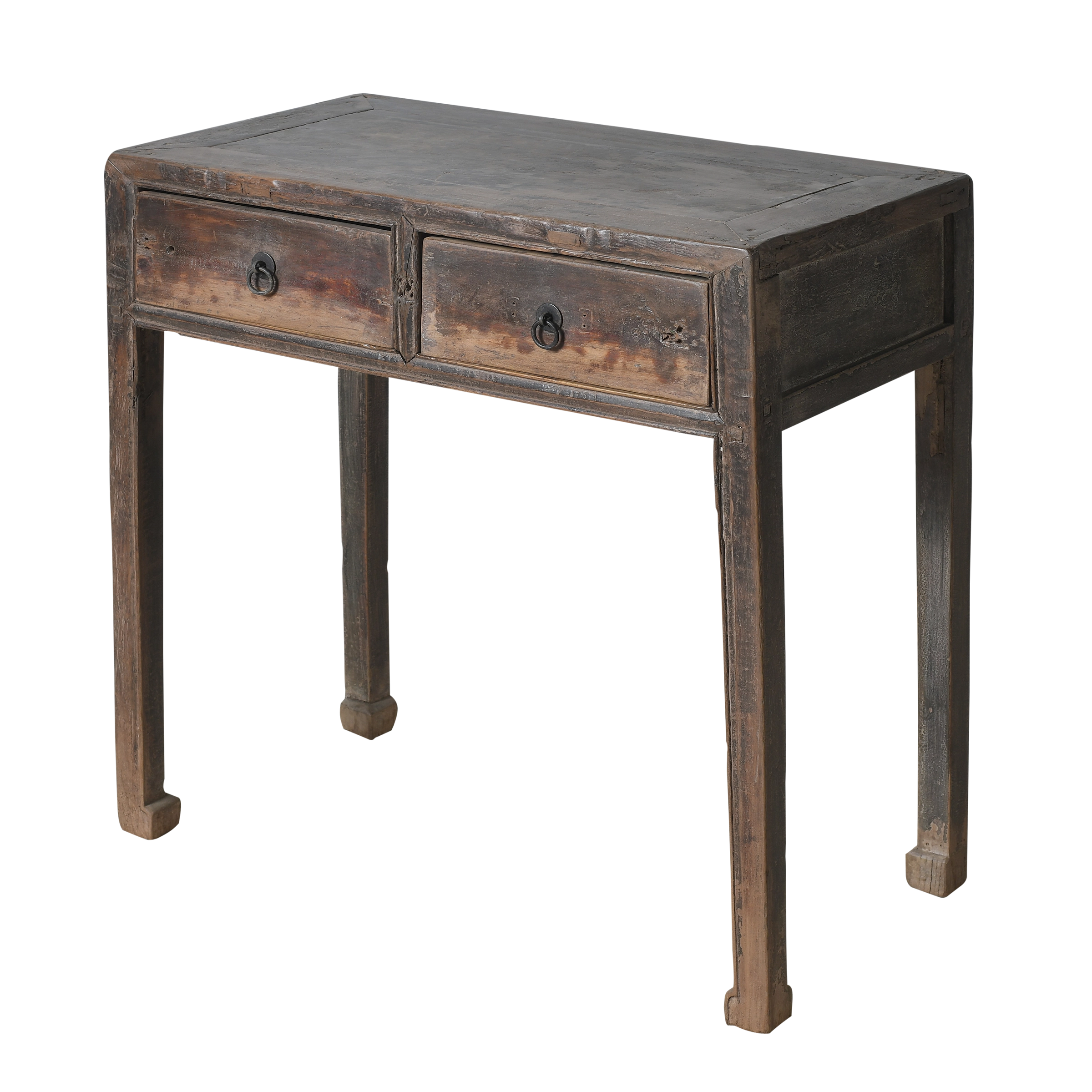 Gansu - Console chinoise ancienne à deux tiroirs en orme foncé n°1 - vue 2