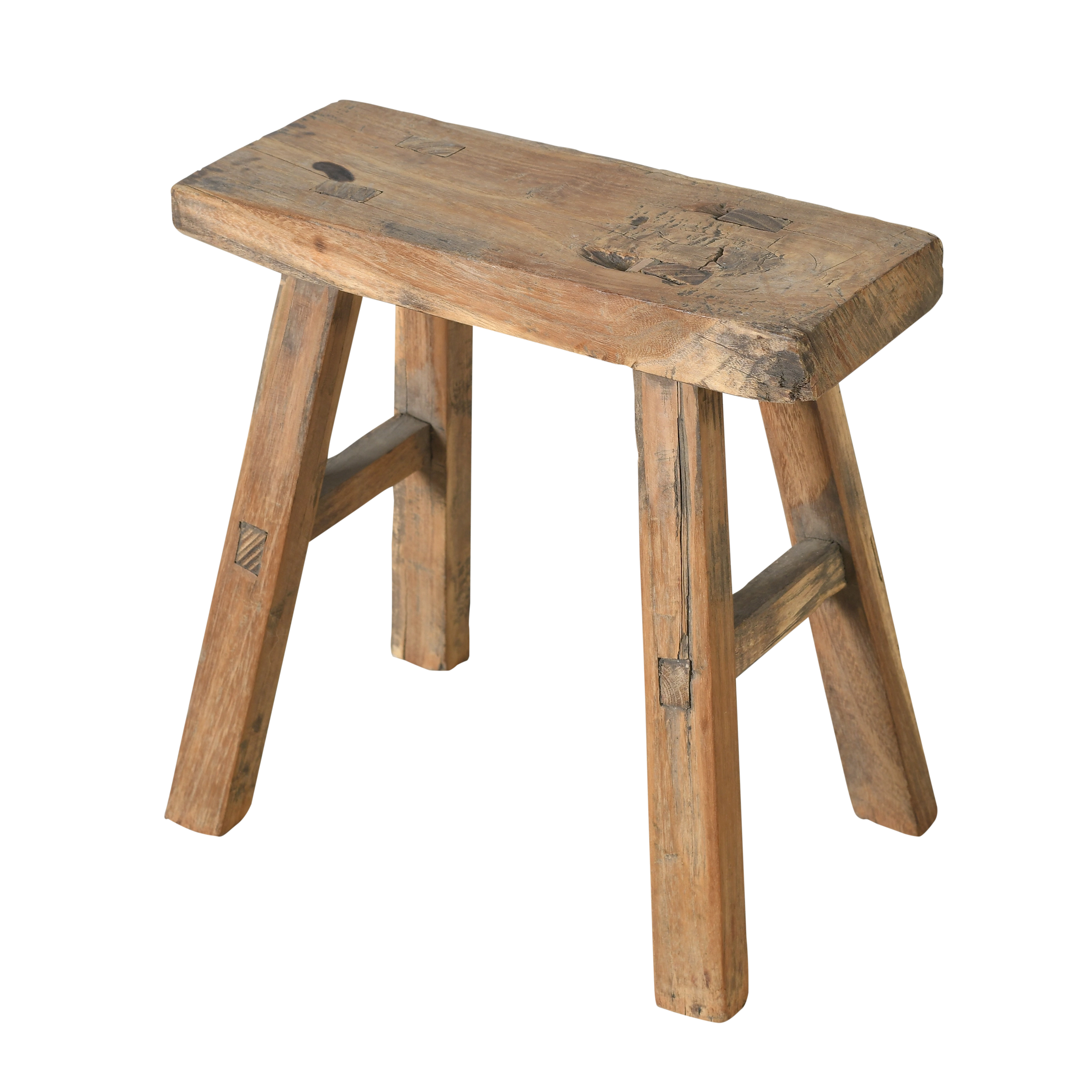 Nuo - Mini tabouret ancien en orme n°33 - vue 2