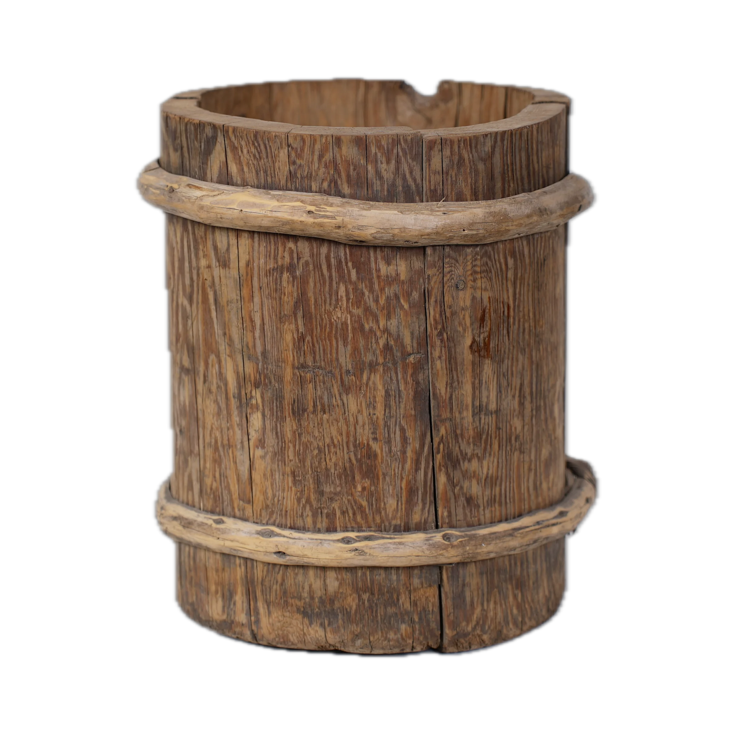 Shilou - Seau ancien en saule et pin n°4 - vue 4