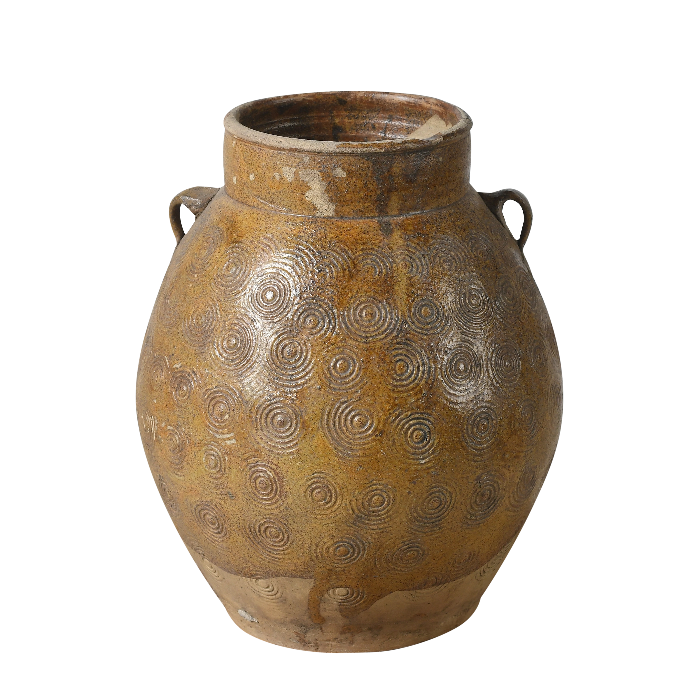 Zhenli – Pot ancien en grès à motifs concentriques n°6