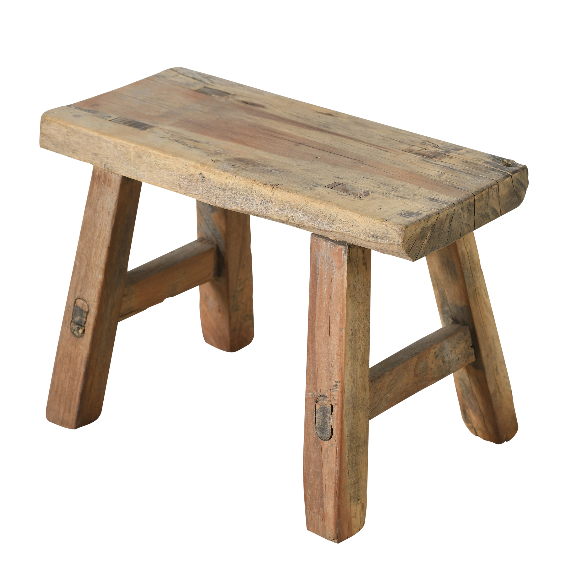 Nuo - Mini tabouret ancien en orme n°40 - vue 2