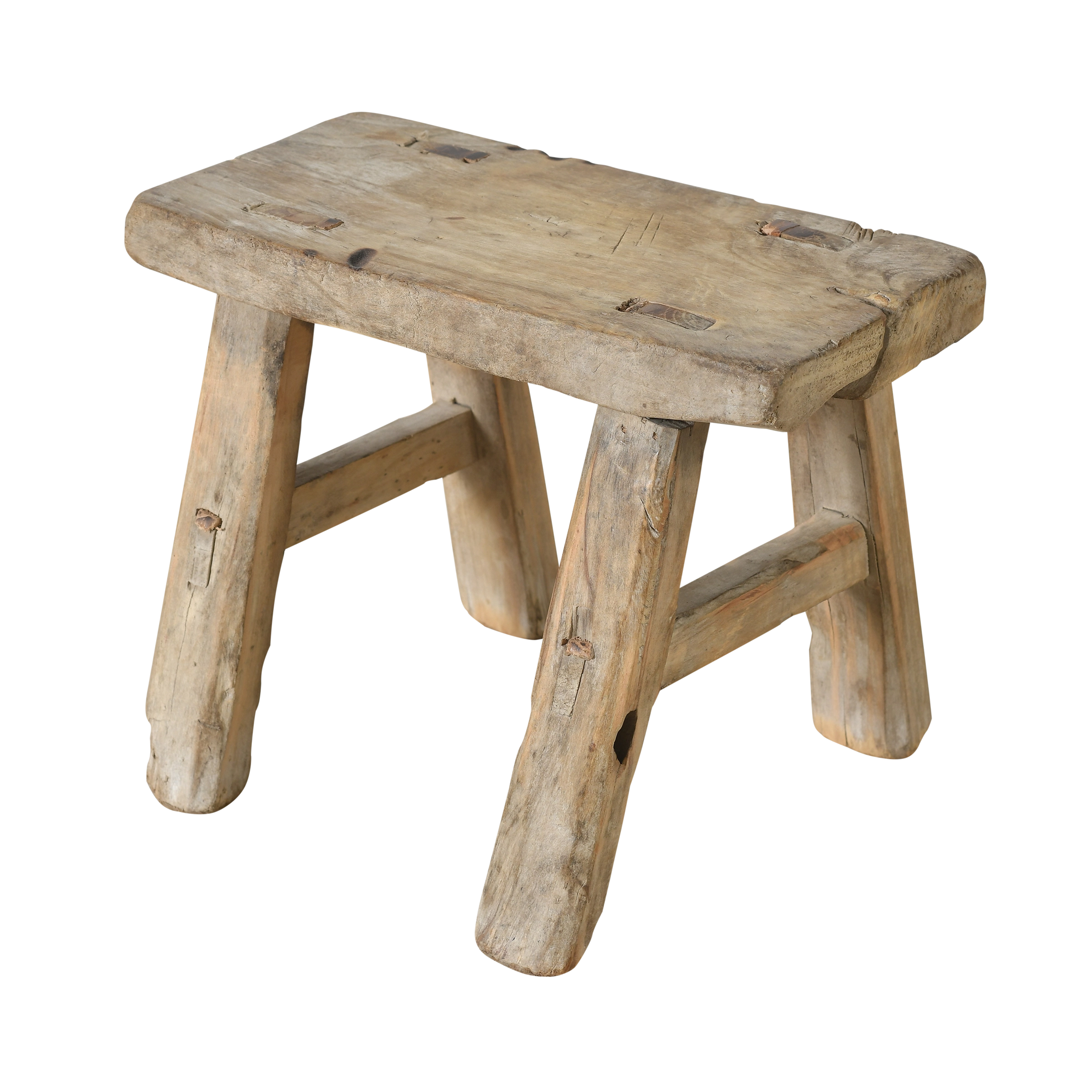 Nuo - Mini tabouret ancien en orme n°34 - vue 2