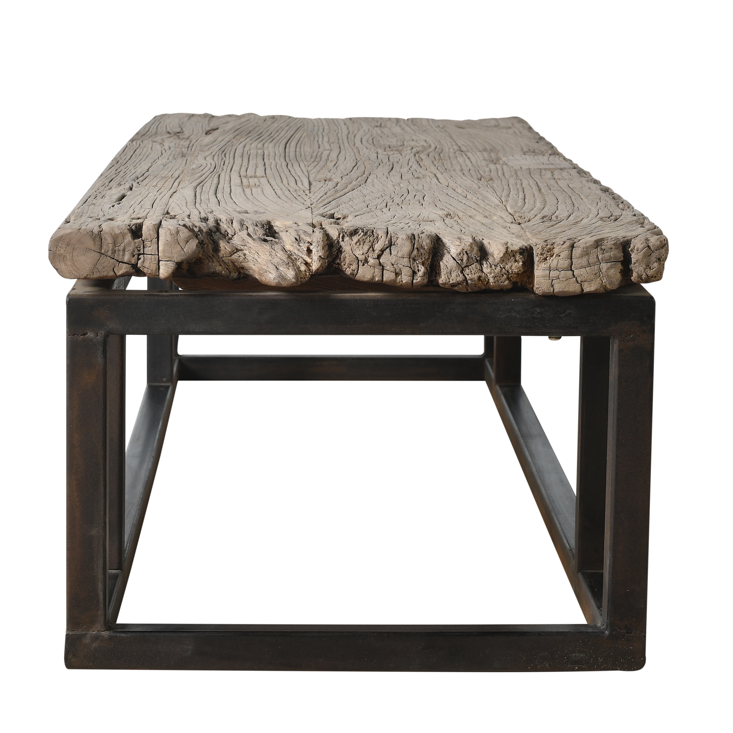 Guyuan – Table basse en orme ancien et structure en métal n°1 - vue 3