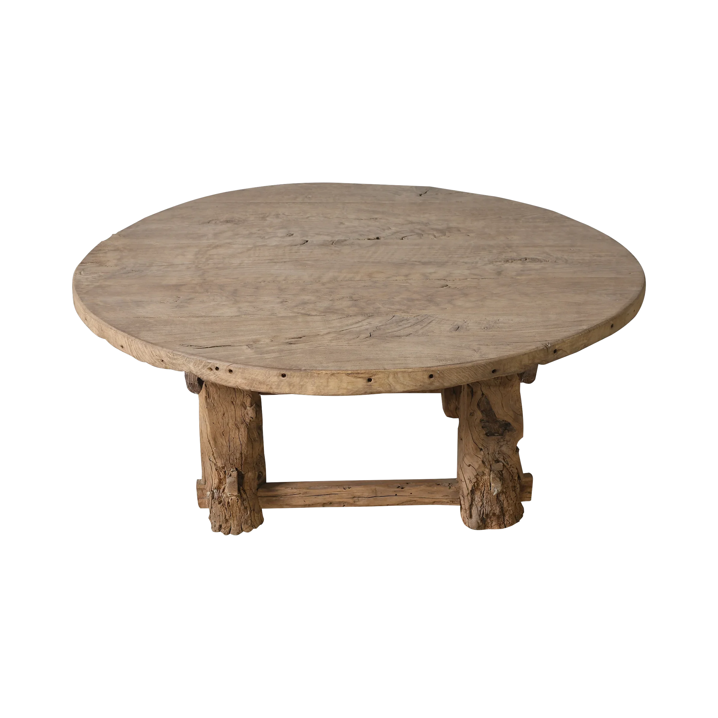 Xianping - Table basse ronde ancienne en orme massif n°2