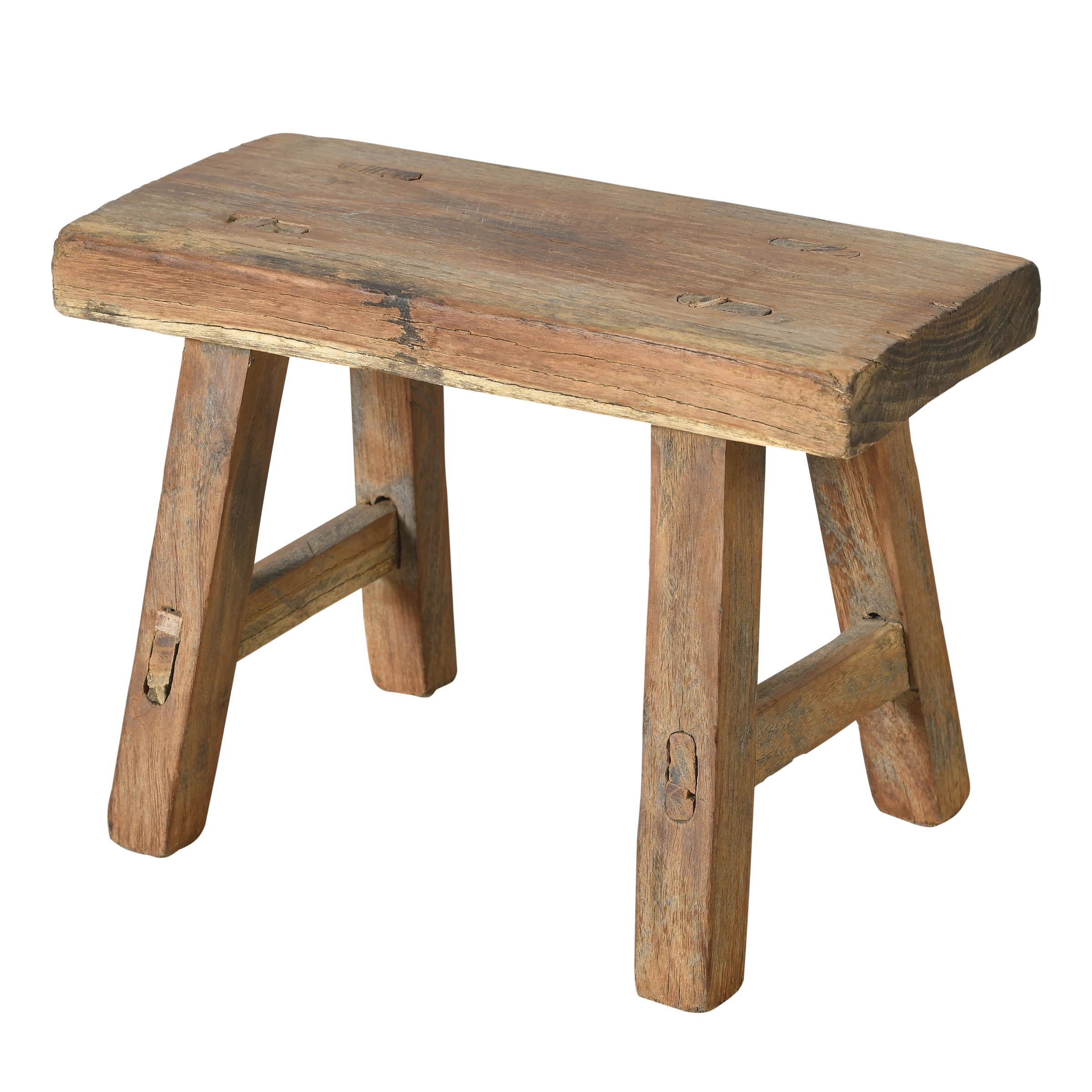 Nuo - Mini tabouret ancien en orme n°74 - vue 2