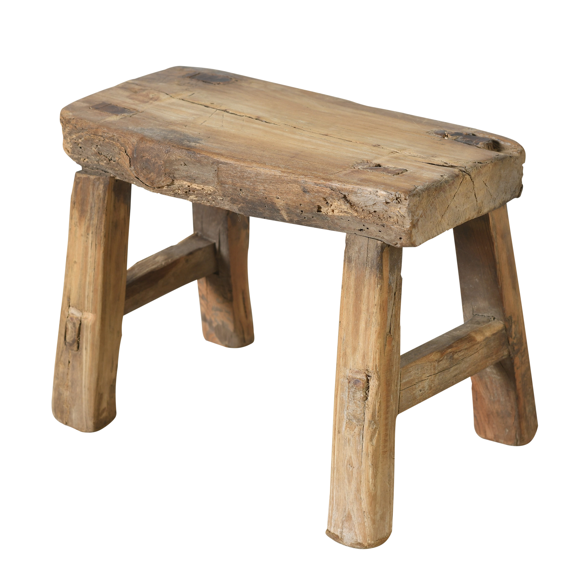 Nuo - Mini tabouret ancien en orme n°43 - vue 2