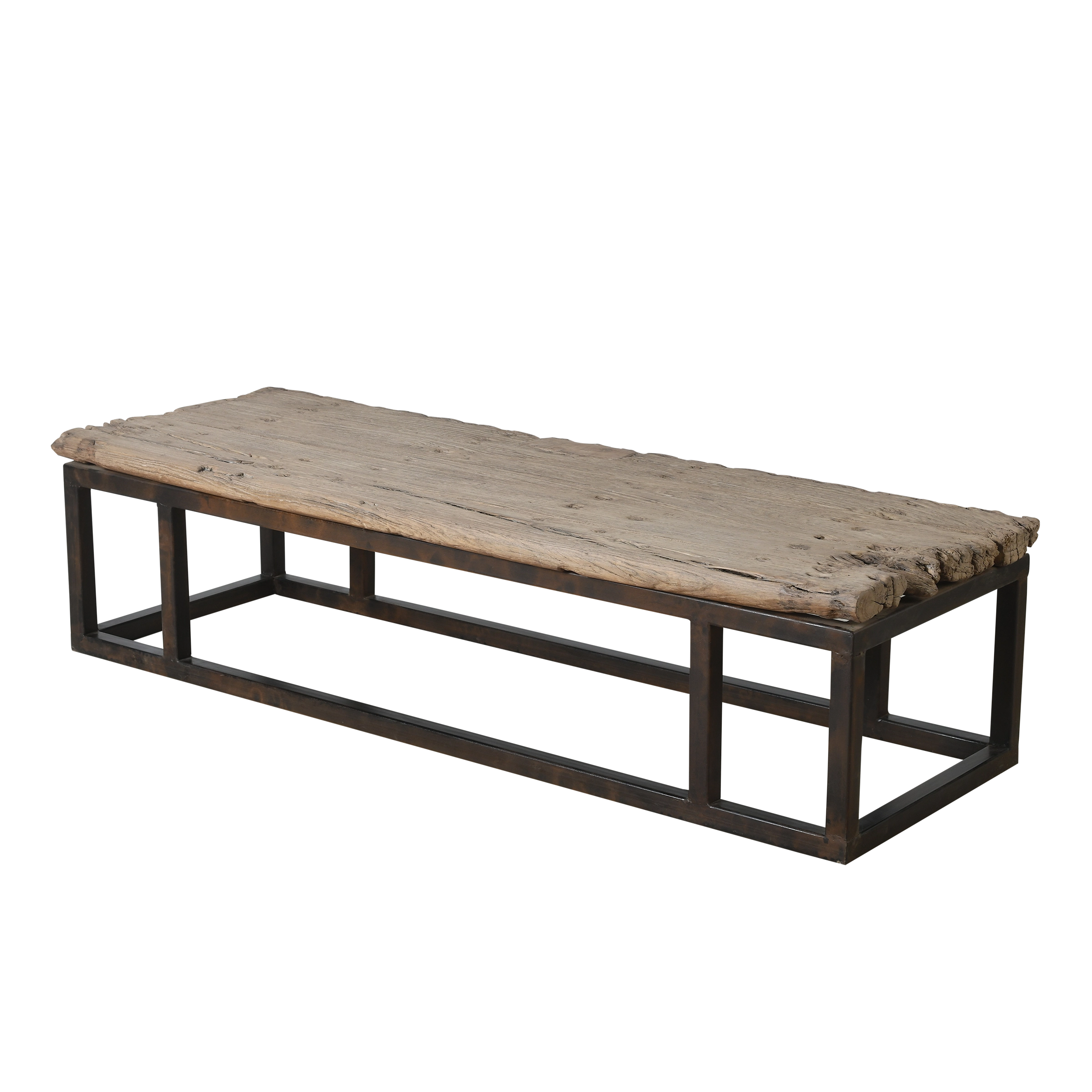 Guyuan – Table basse en orme ancien et structure en métal n°1 - vue 2