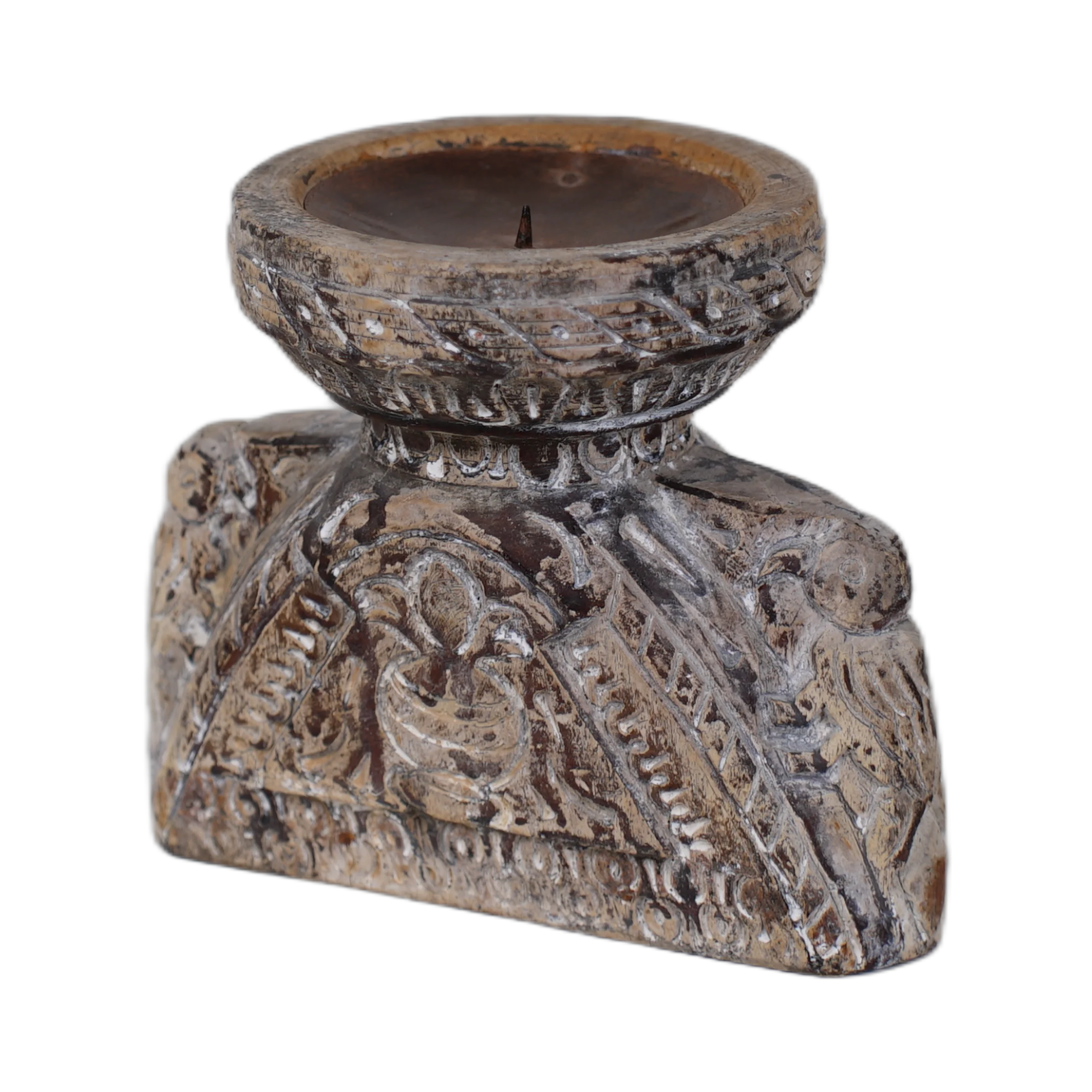 Bijni - Bougeoir en bois ancien n°1 - vue 2