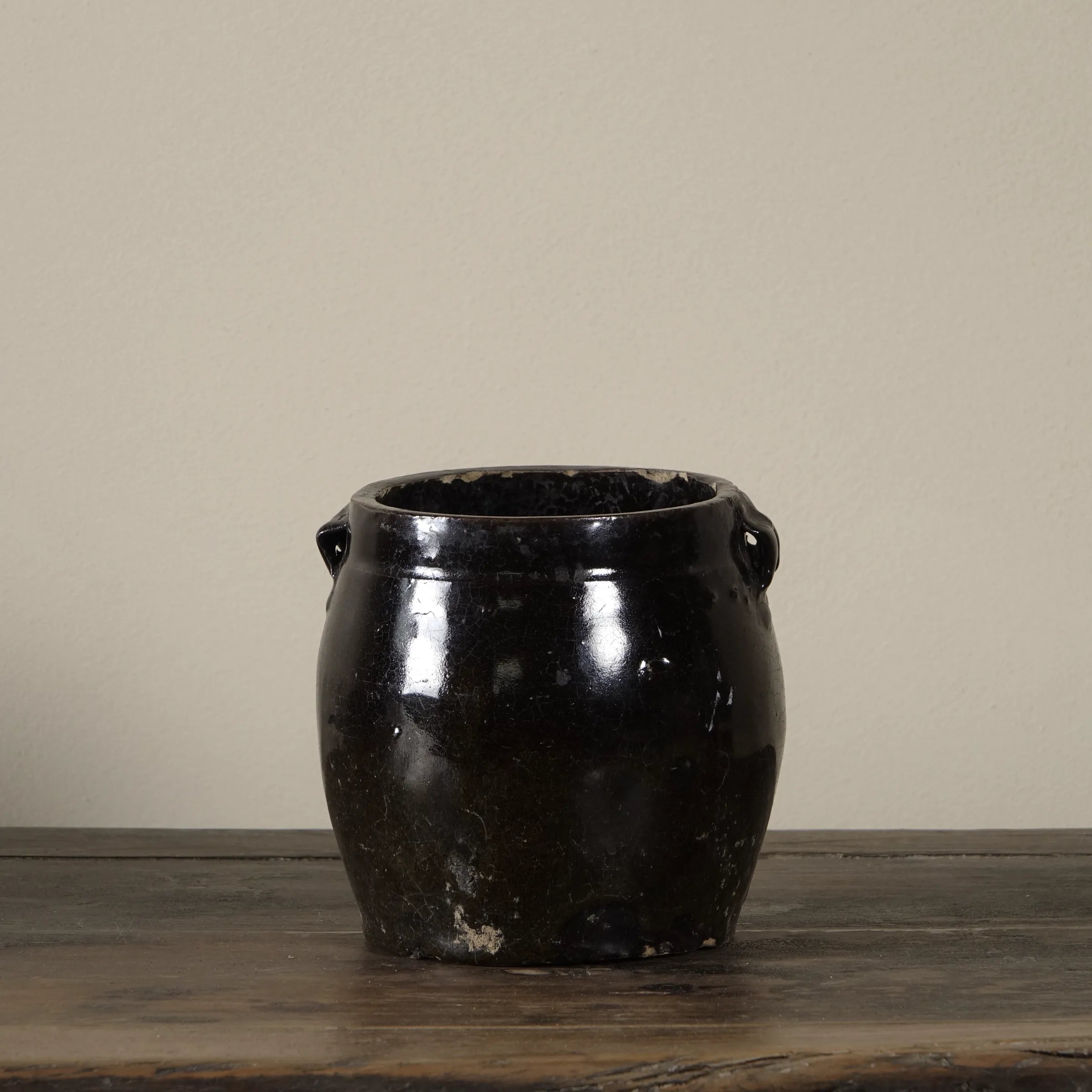 Hú - Pot à confit chinois émaillé noir n°1