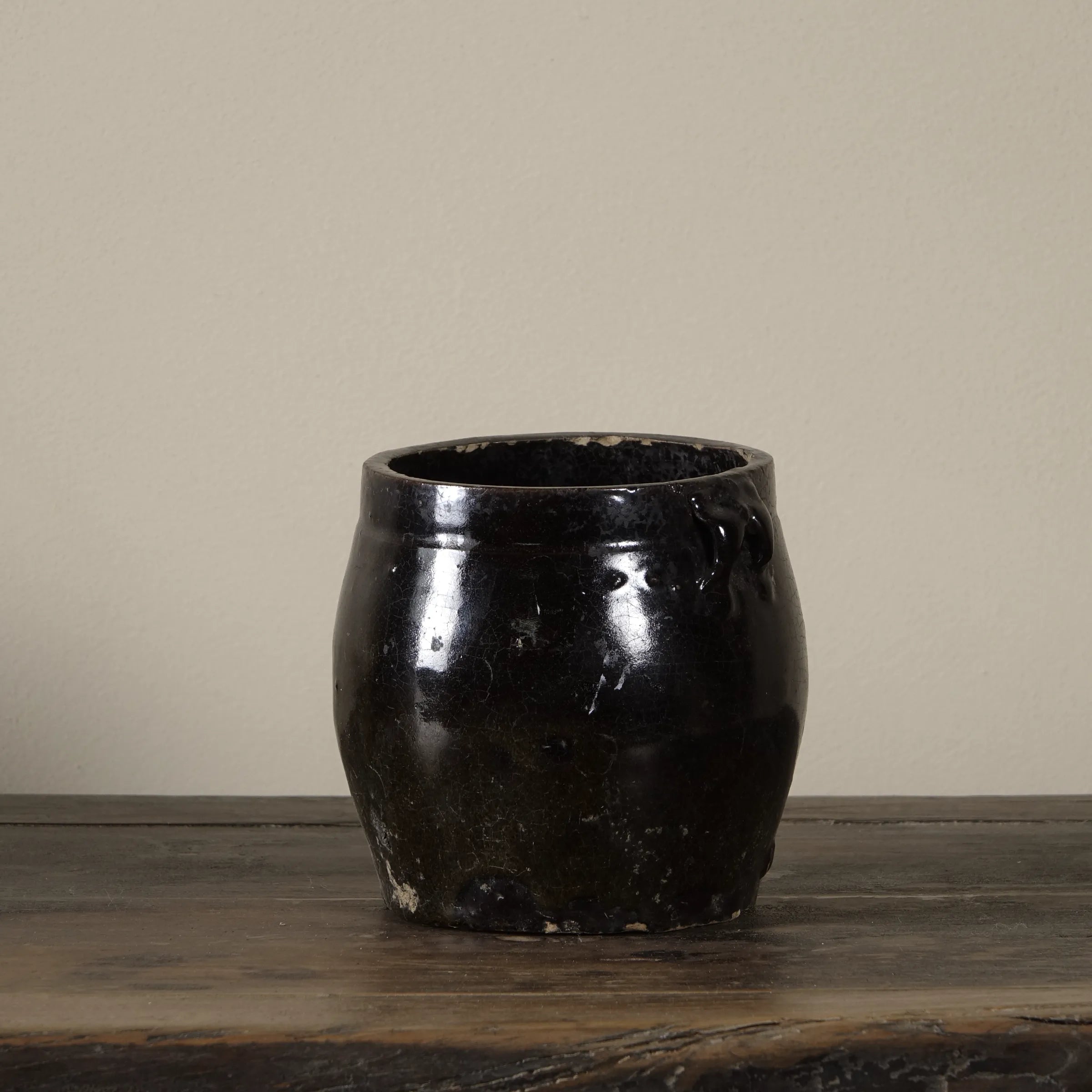 Hú - Pot à confit chinois émaillé noir n°1