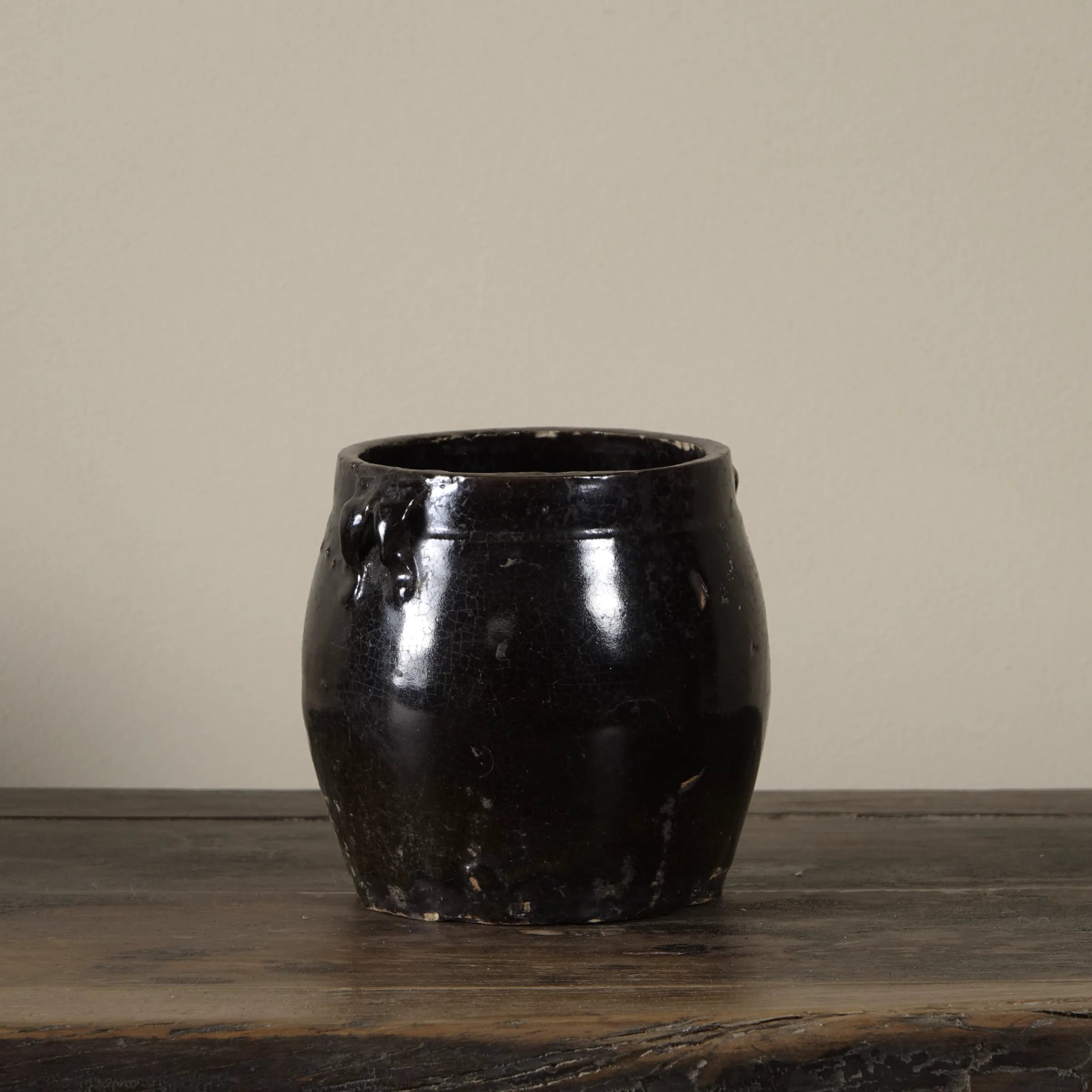 Hú - Pot à confit chinois émaillé noir n°1