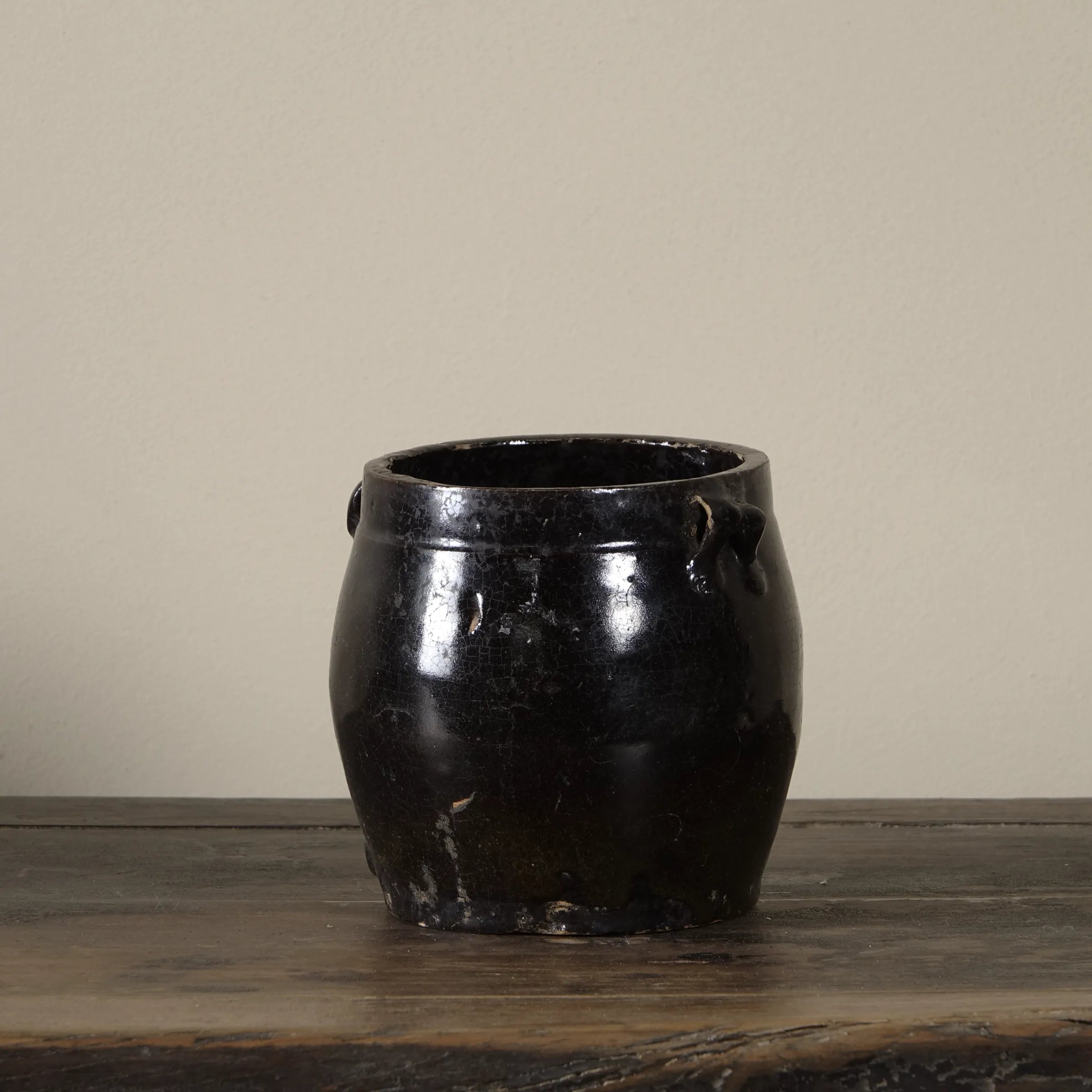 Hú - Pot à confit chinois émaillé noir n°1