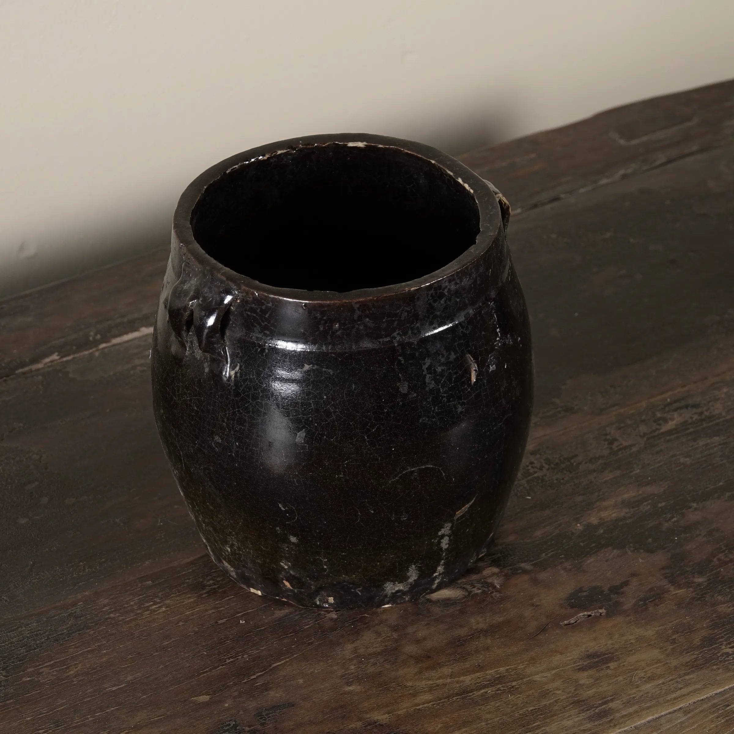 Hú - Pot à confit chinois émaillé noir n°1