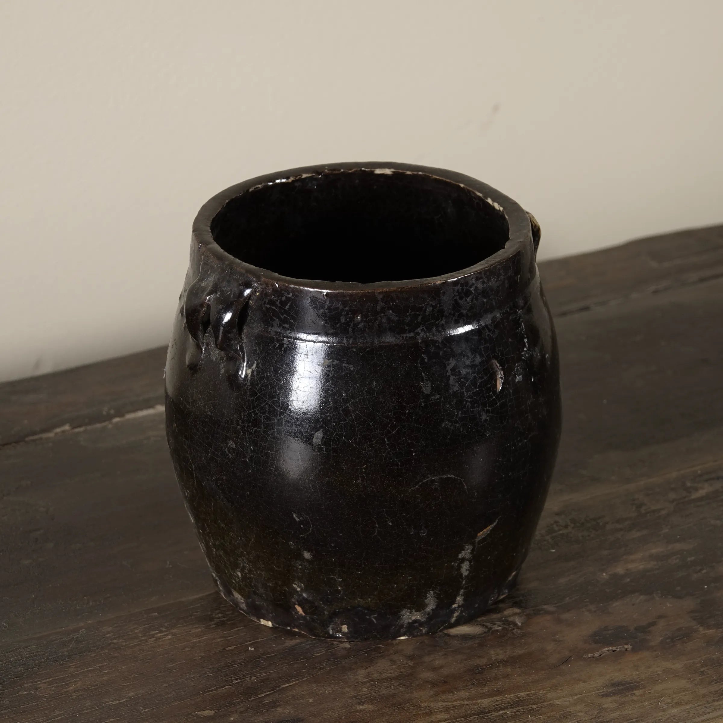 Hú - Pot à confit chinois émaillé noir n°1