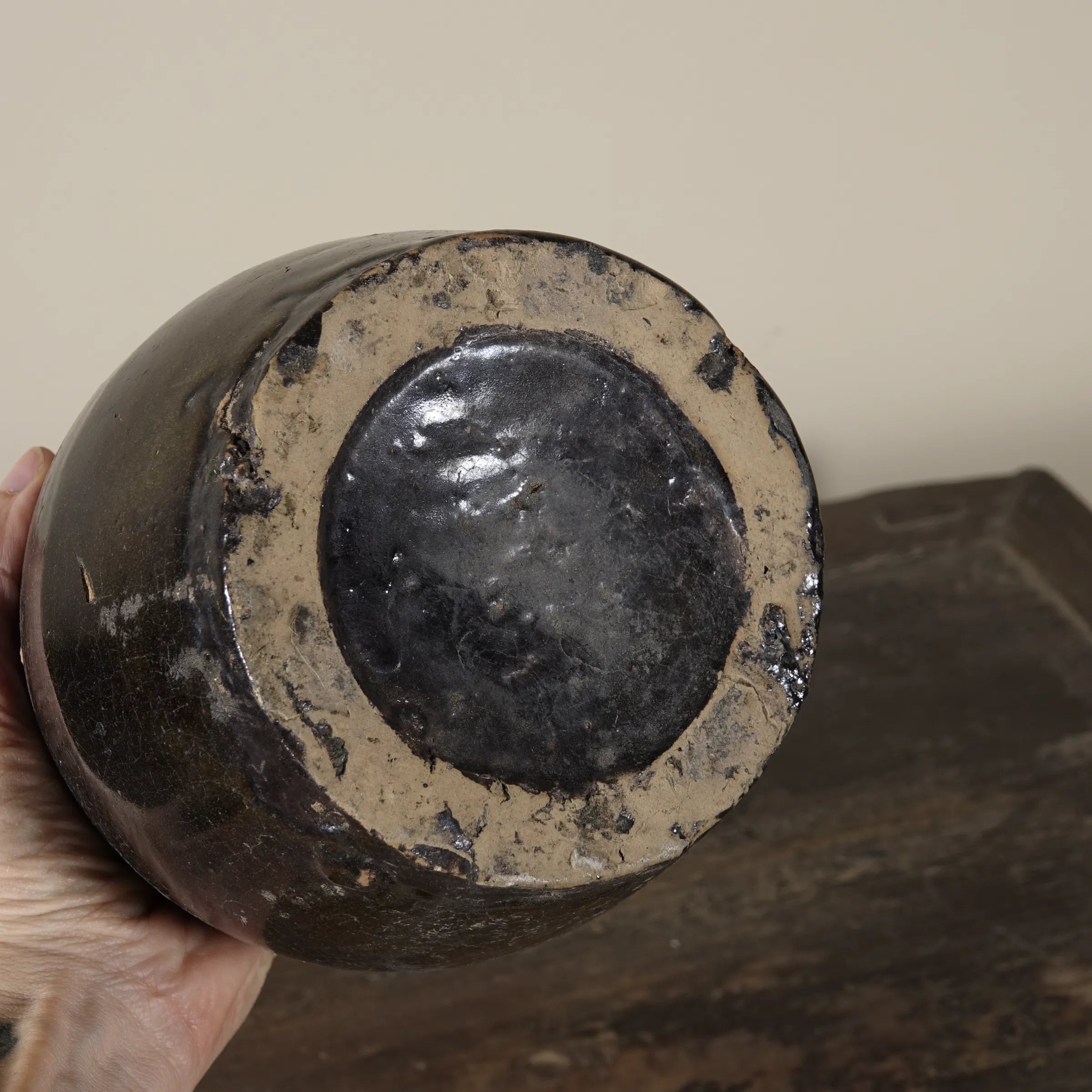 Hú - Pot à confit chinois émaillé noir n°1