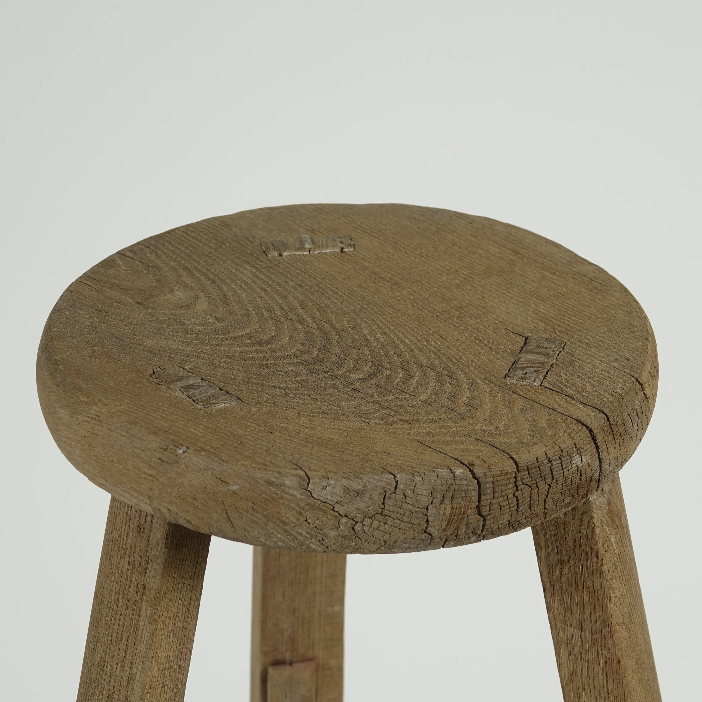 Gong - Tabouret ancien chinois en pin, assise ronde n°7