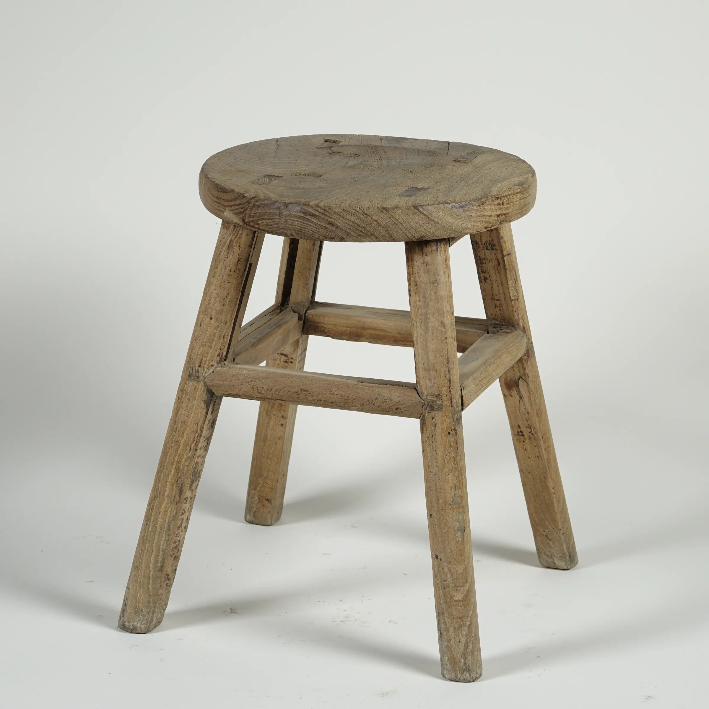 Gong - Tabouret ancien chinois en orme, assise ronde n°8