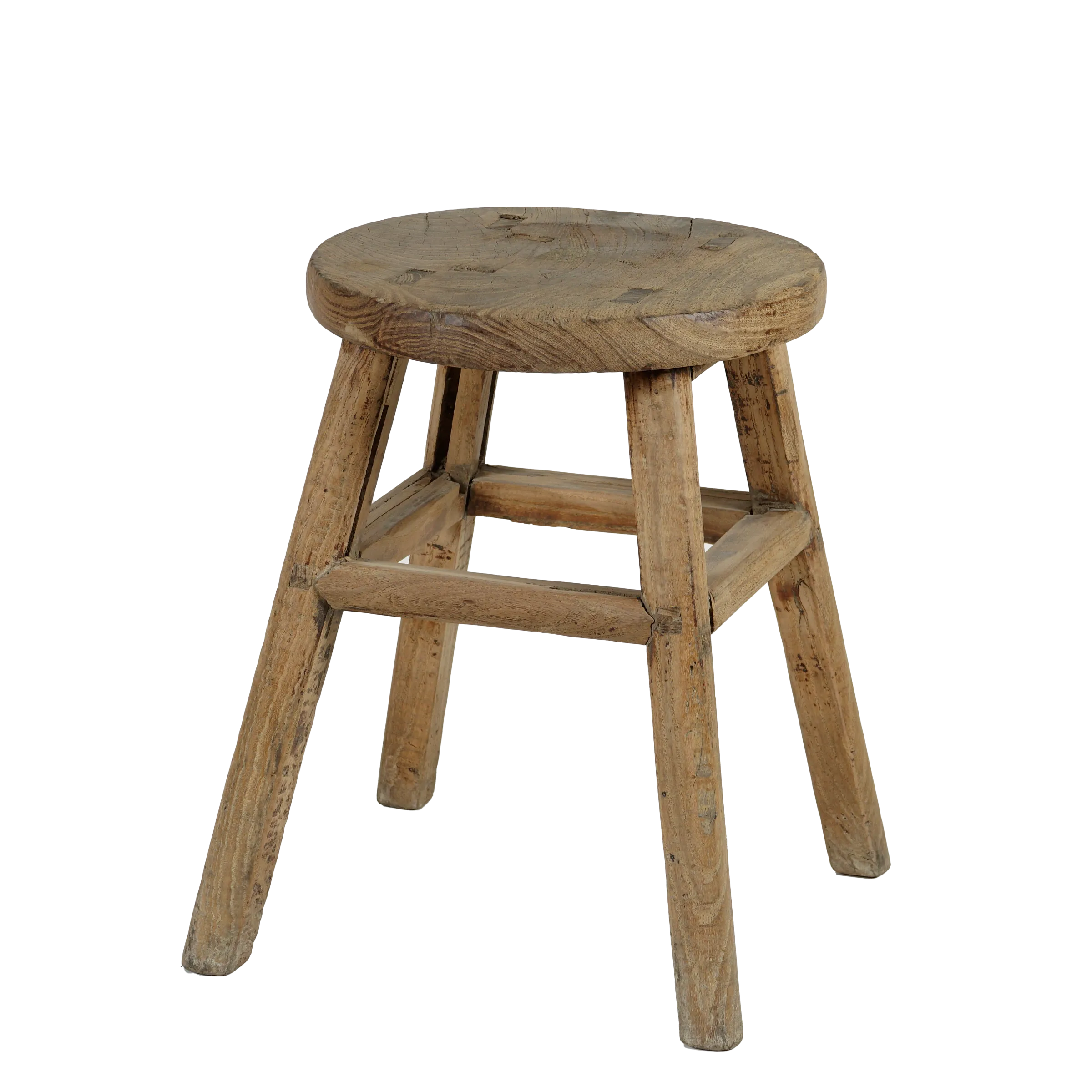 Gong - Tabouret ancien chinois en orme, assise ronde n°8