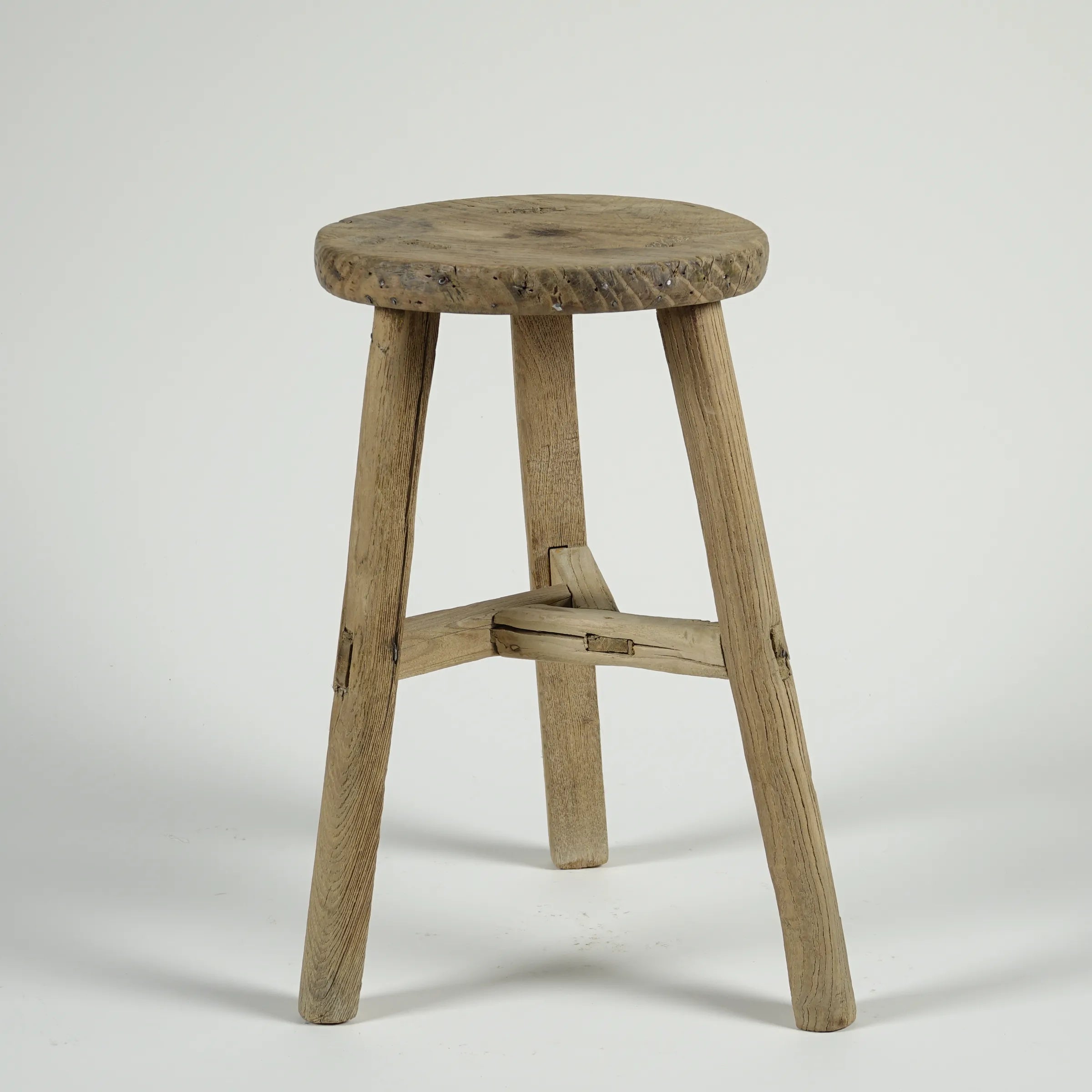 Gong - Tabouret ancien chinois en orme, assise ronde n°9