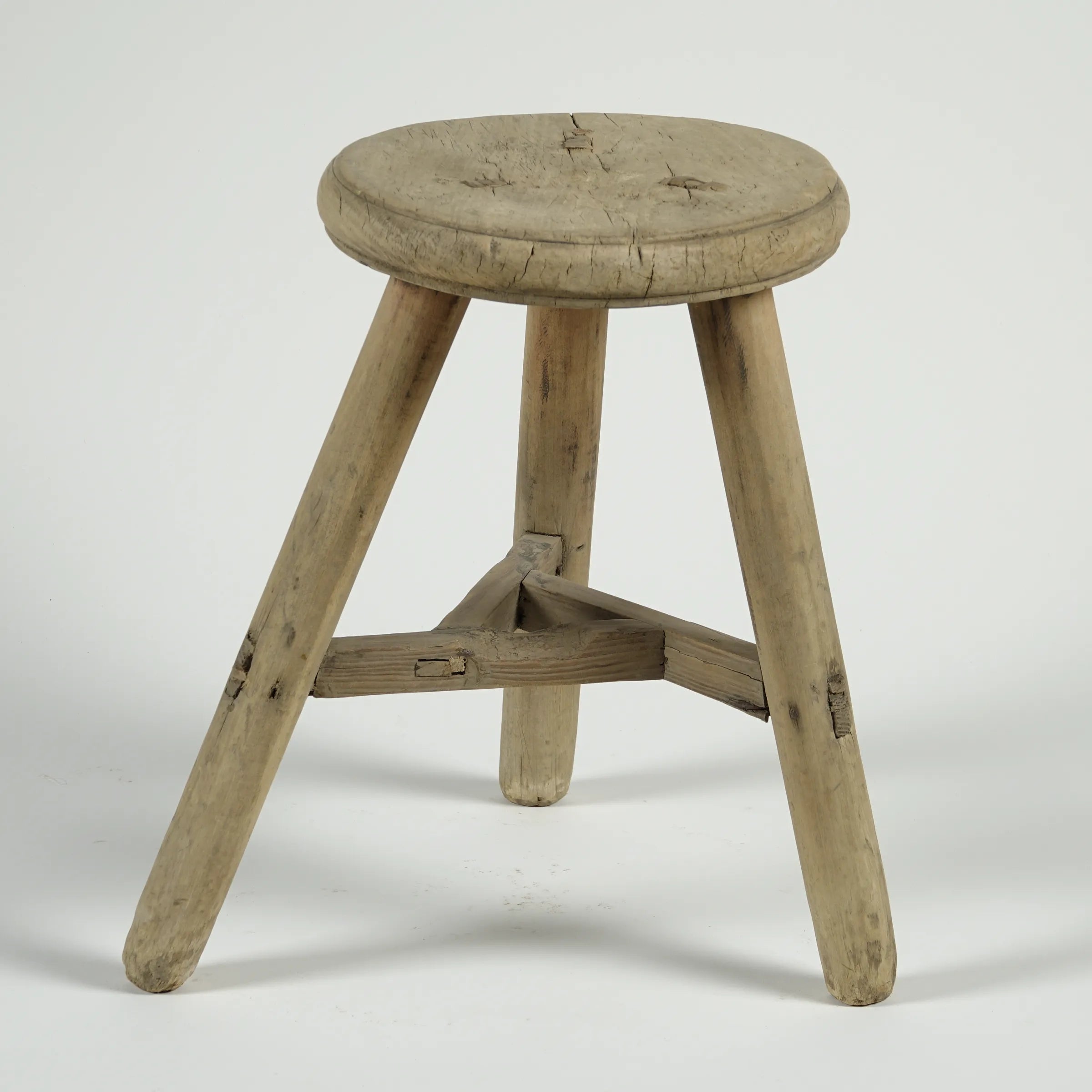 Gong - Tabouret ancien chinois en orme, assise ronde n°10