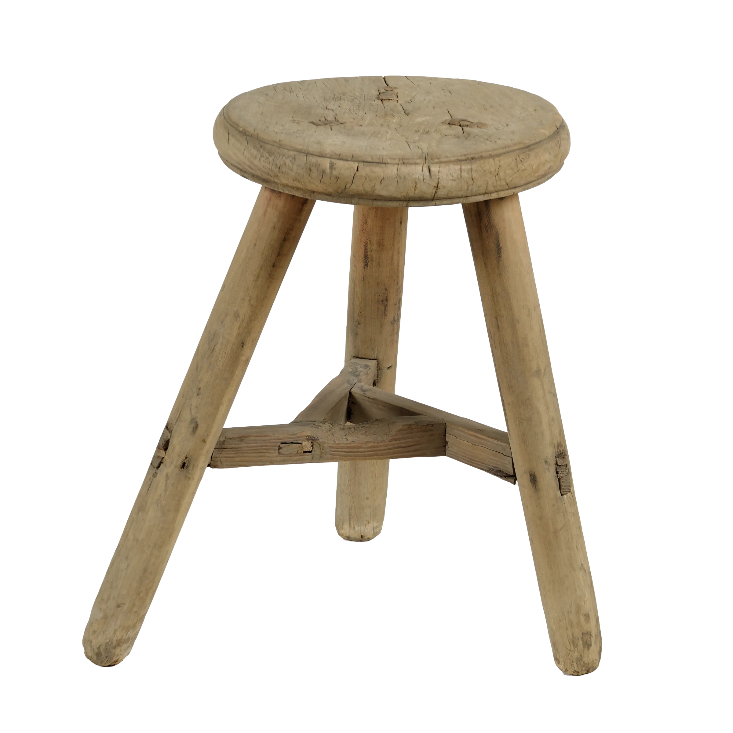 Gong - Tabouret ancien chinois en orme, assise ronde n°10