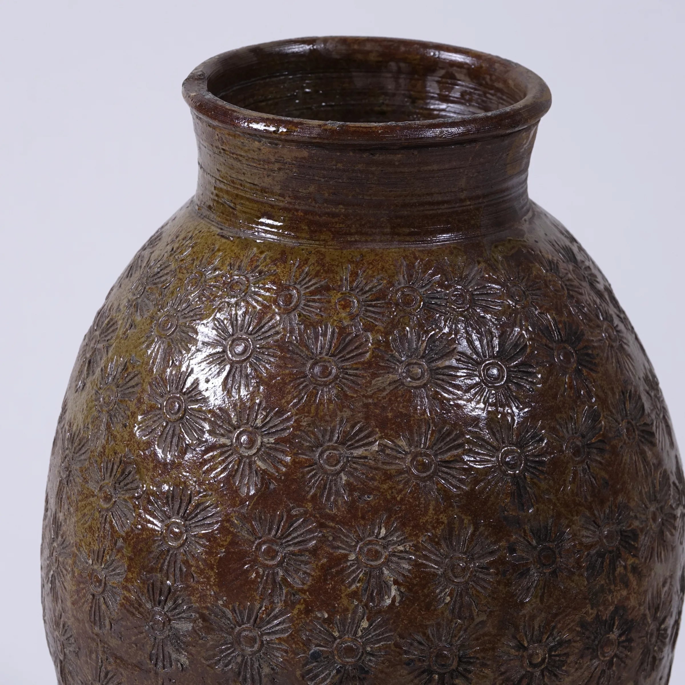 Zhenli – Pot ancien en grès à motifs concentriques n°3