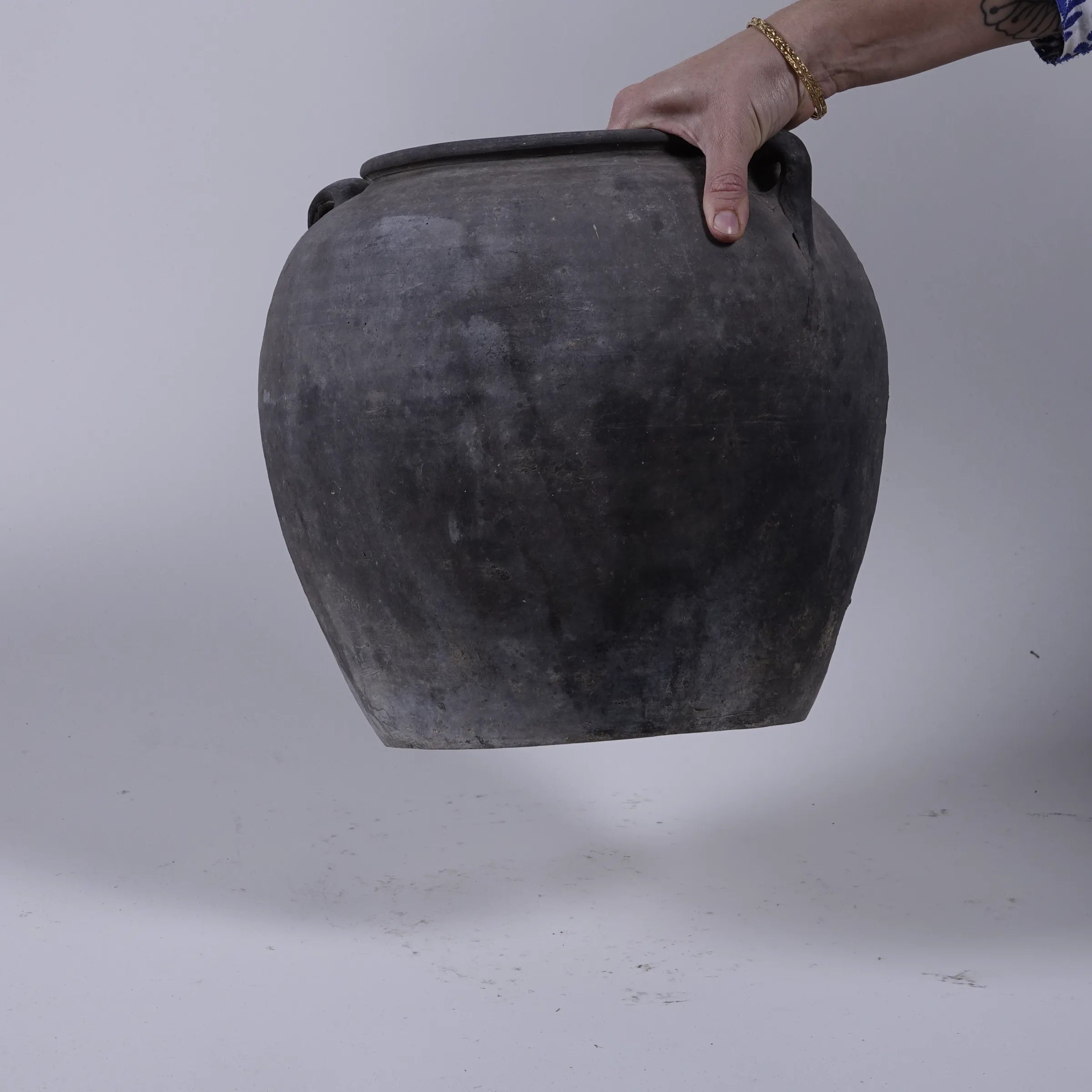 Yanan - Poterie chinoise grise à oreilles n°1