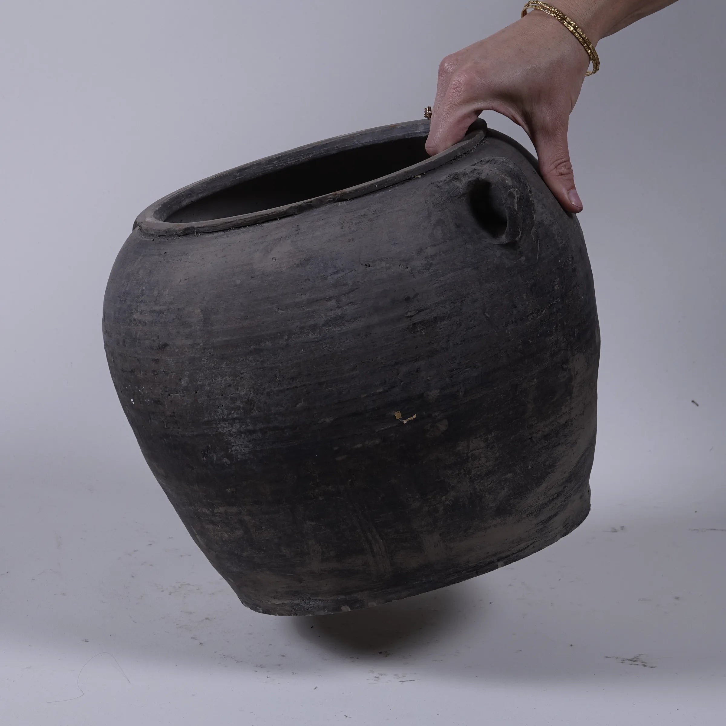 Yanan - Poterie chinoise grise à oreilles n°3