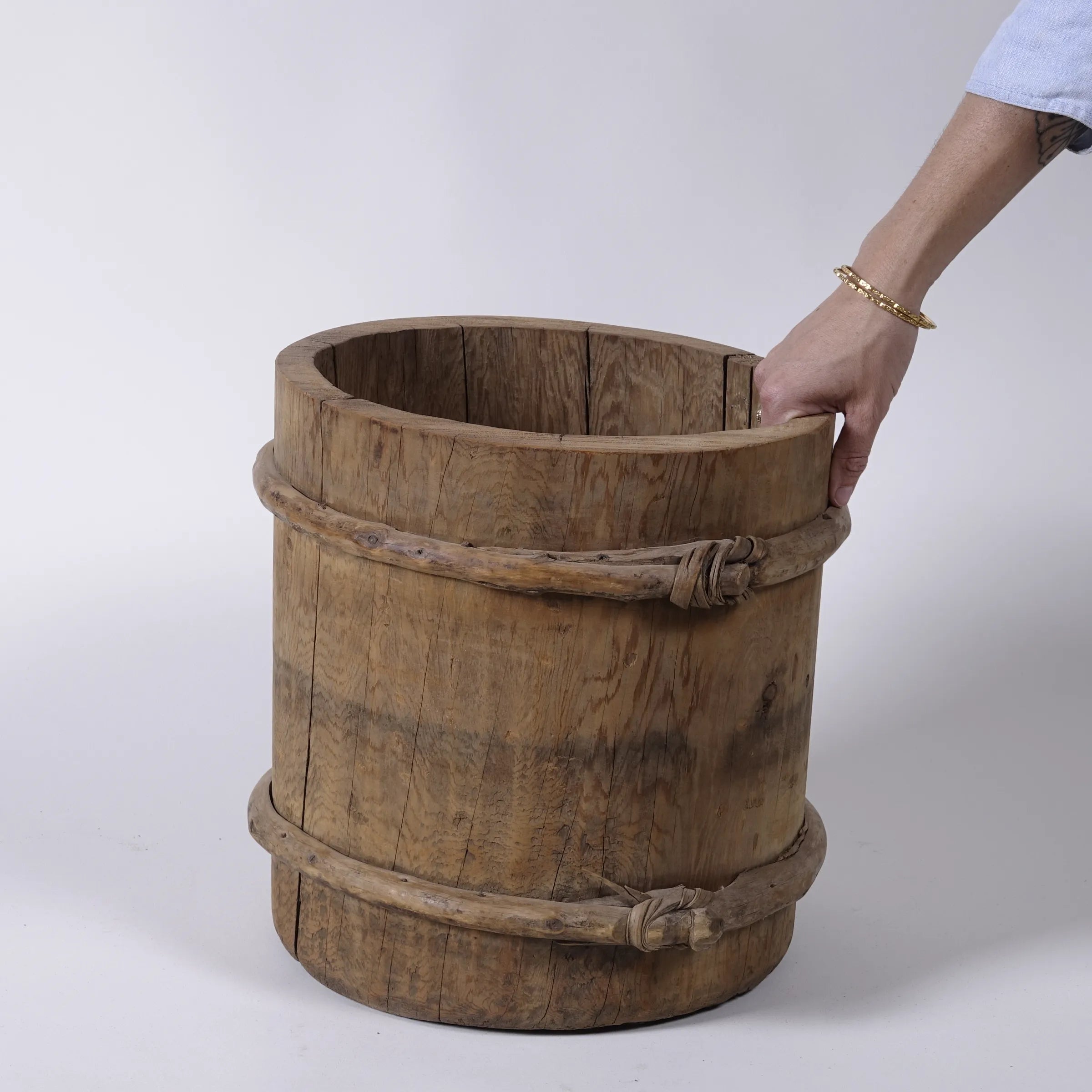 Shilou - Seau ancien en saule et pin n°1