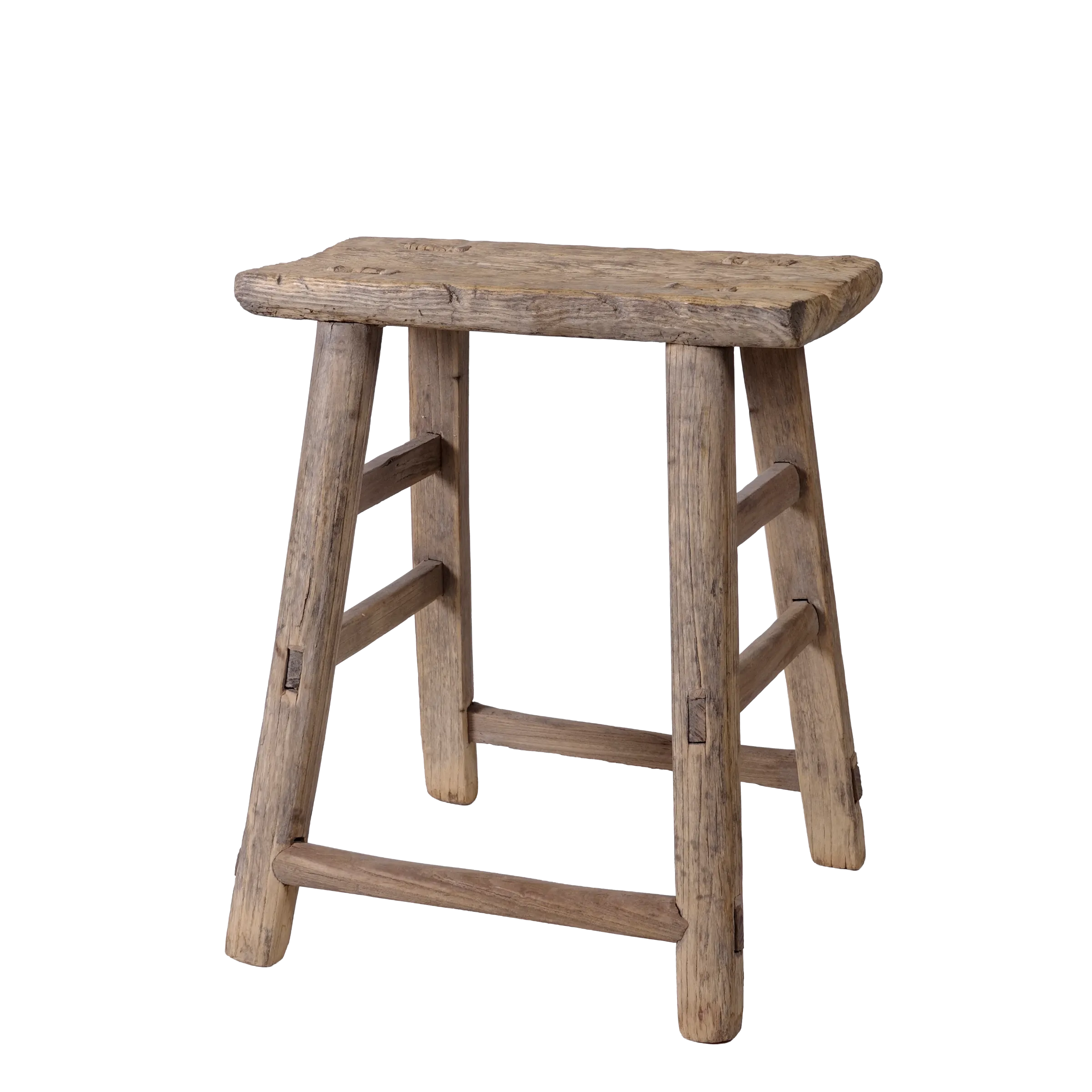 Zao - Tabouret rectangulaire en orme ancien n°2