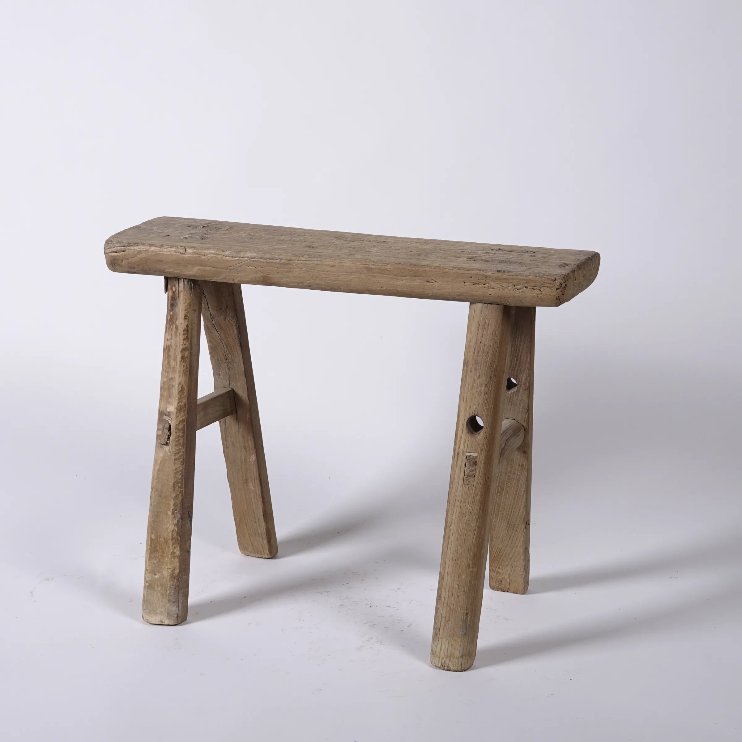 Zao - Tabouret rectangulaire en orme ancien n°4