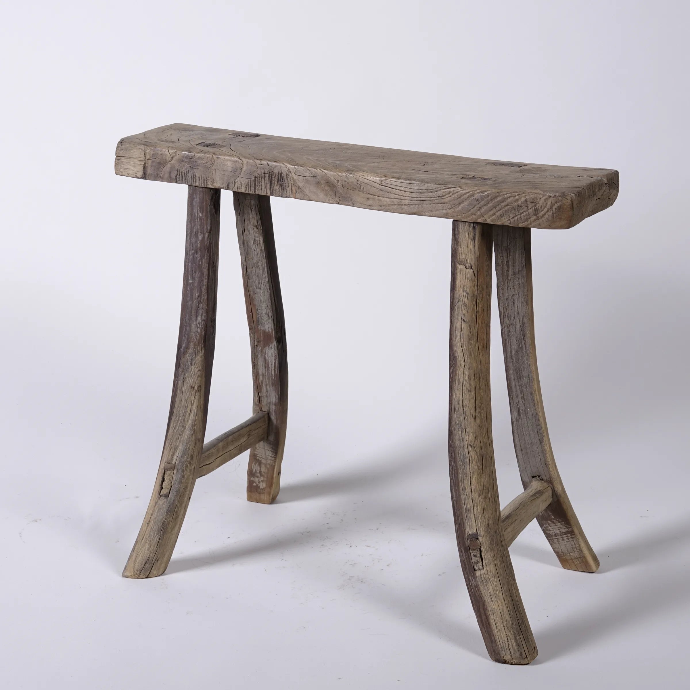 Zao - Tabouret rectangulaire en orme ancien n°6