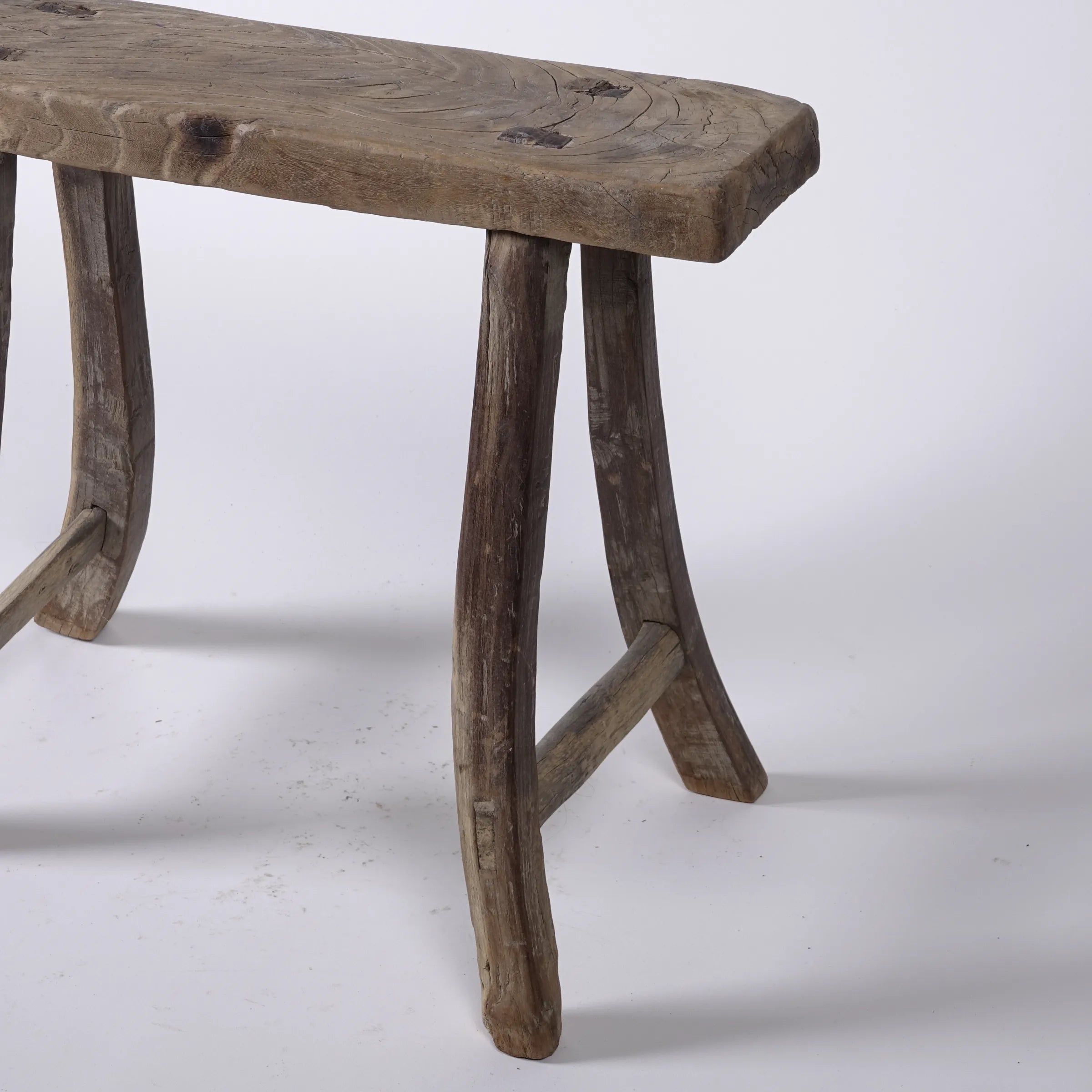 Zao - Tabouret rectangulaire en orme ancien n°6