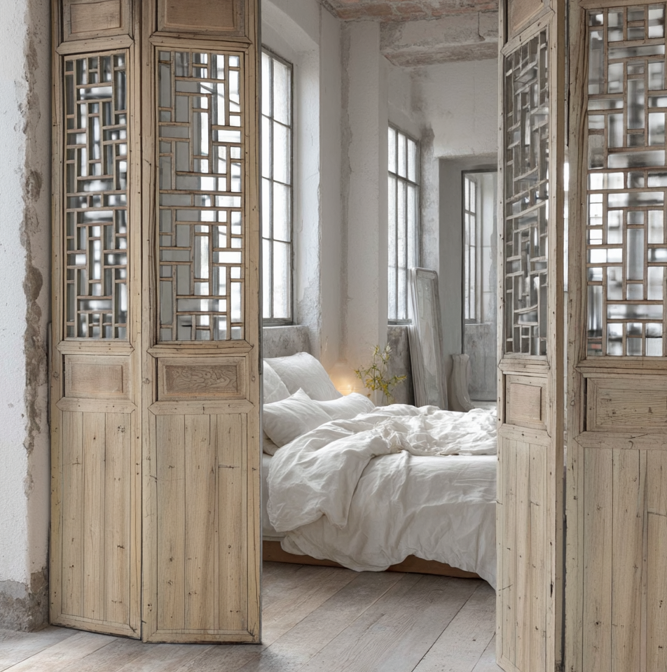 Suzhou - Porte chinoise ancienne en pin n°3