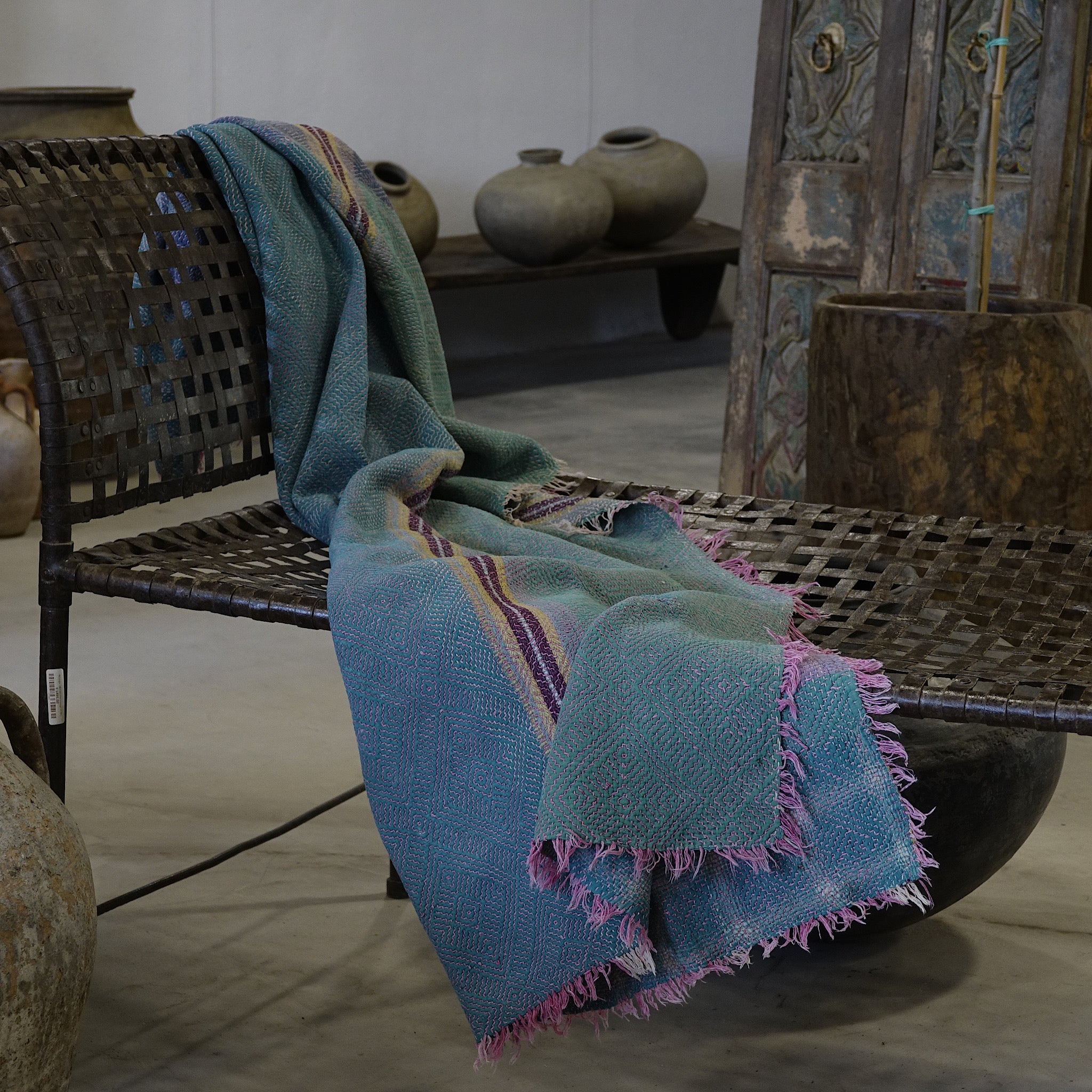 Kantha - Couvre-lit ancien fait-main n°9