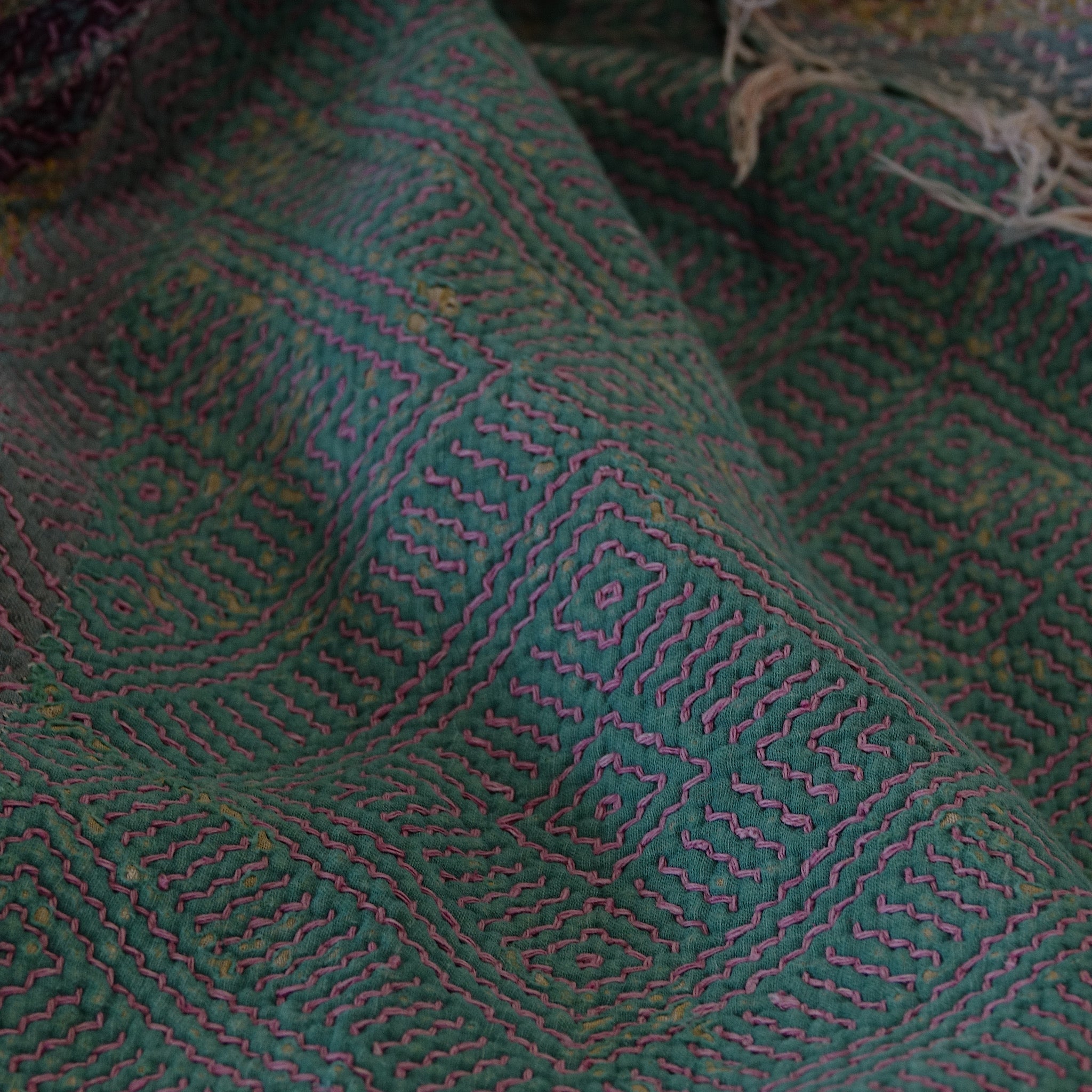 Kantha - Couvre-lit ancien fait-main n°9