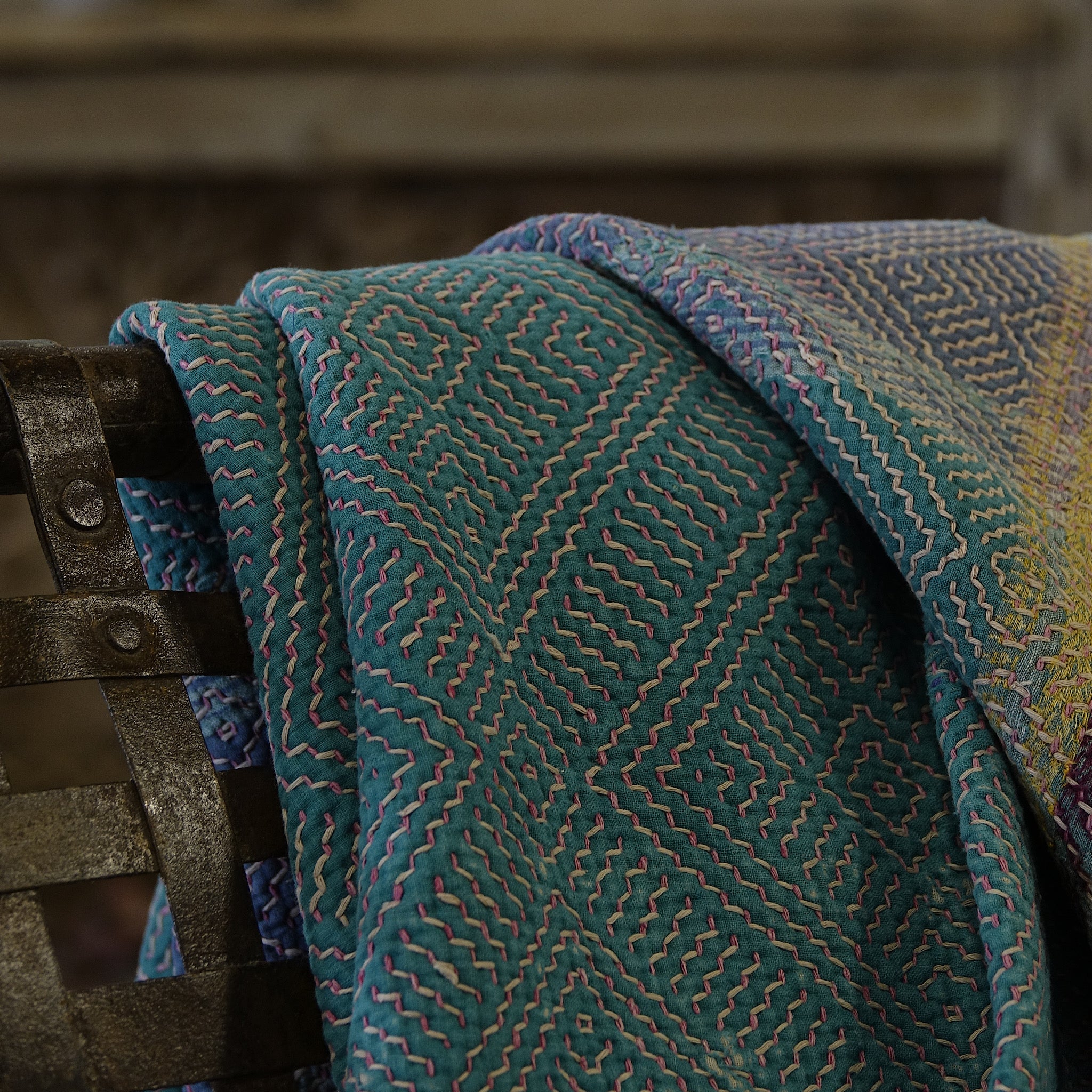 Kantha - Couvre-lit ancien fait-main n°9