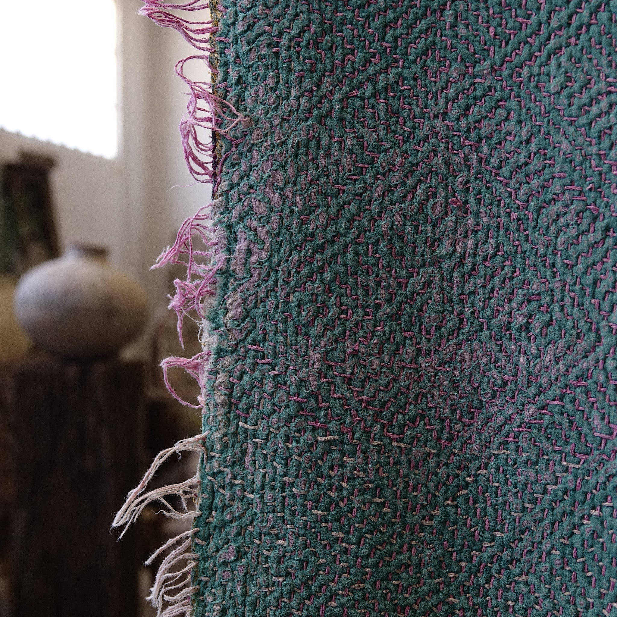 Kantha - Couvre-lit ancien fait-main n°9