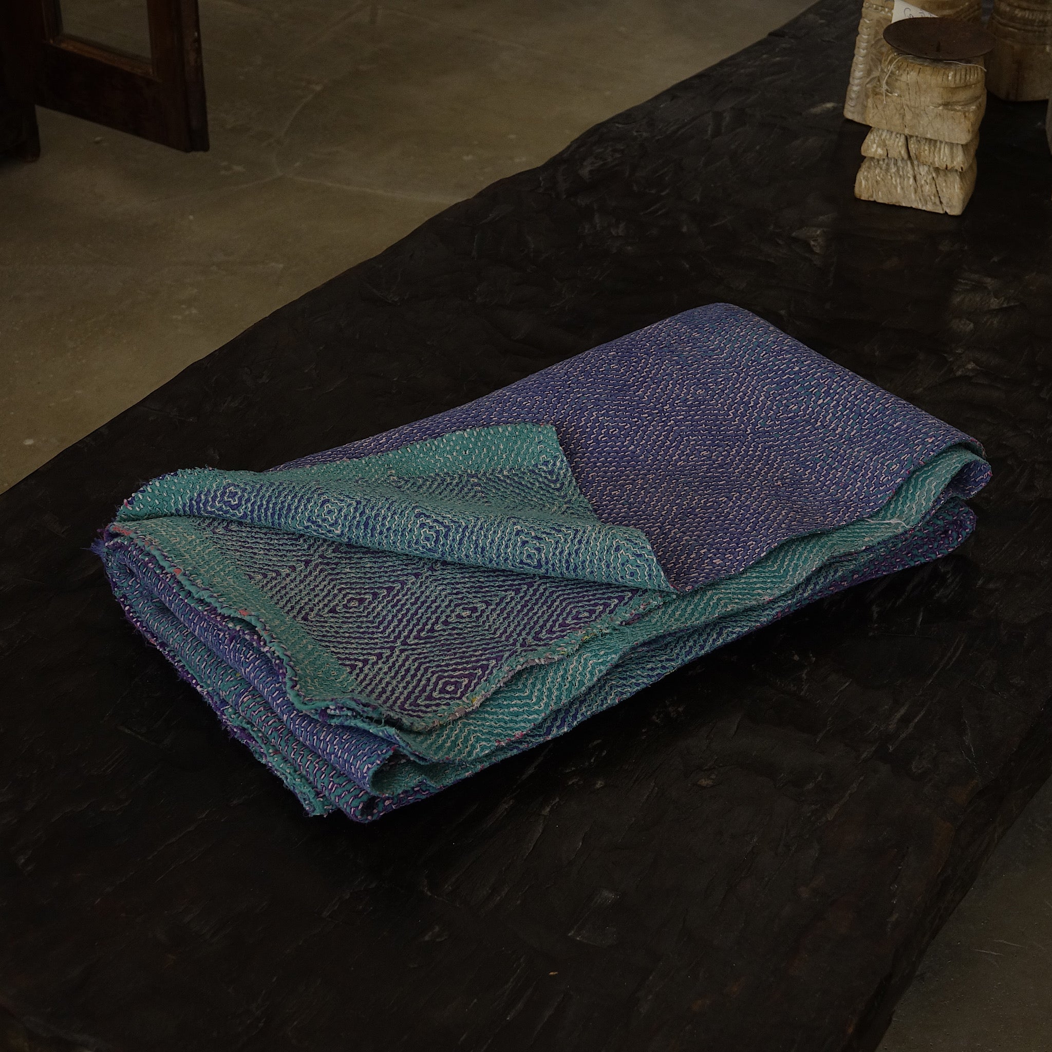 Kantha - Couvre-lit ancien fait-main n°10